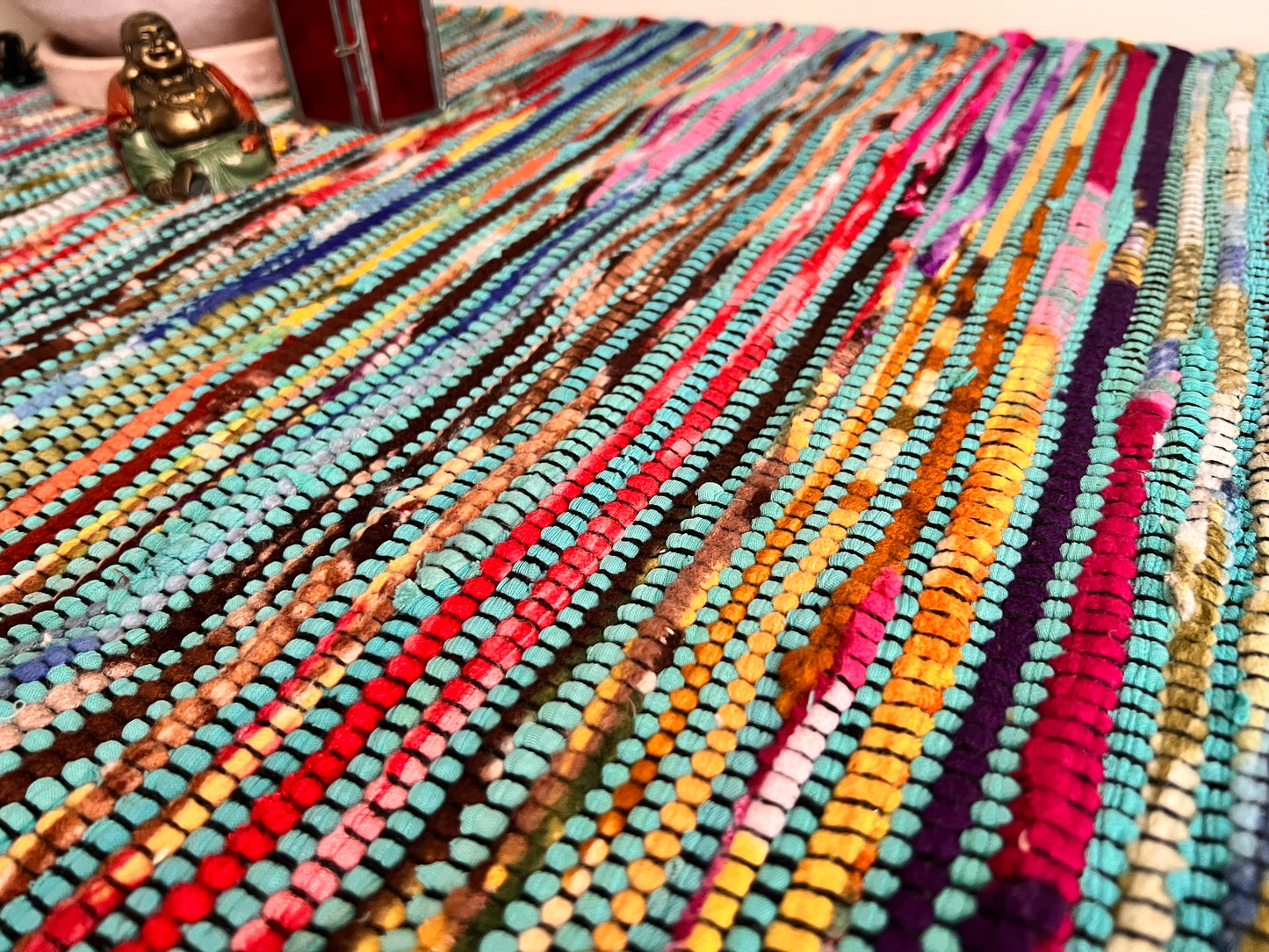 Handmade fair trade Chindi rag rug 