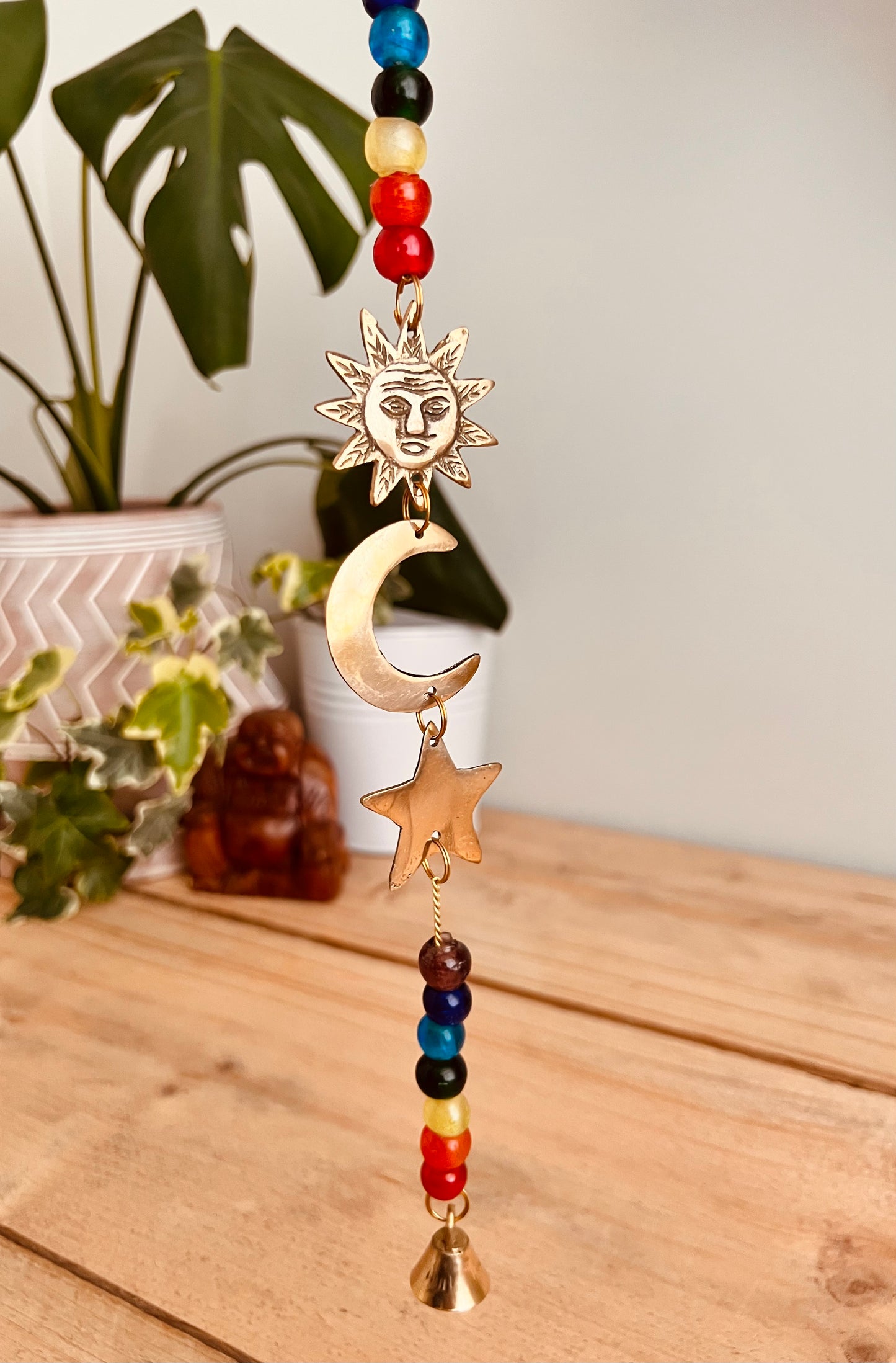 Handmade Fair Trade Ethically Sourced Recycled Brass Bohemian Hippie Hanging Bell Wind Chime Glads Beads