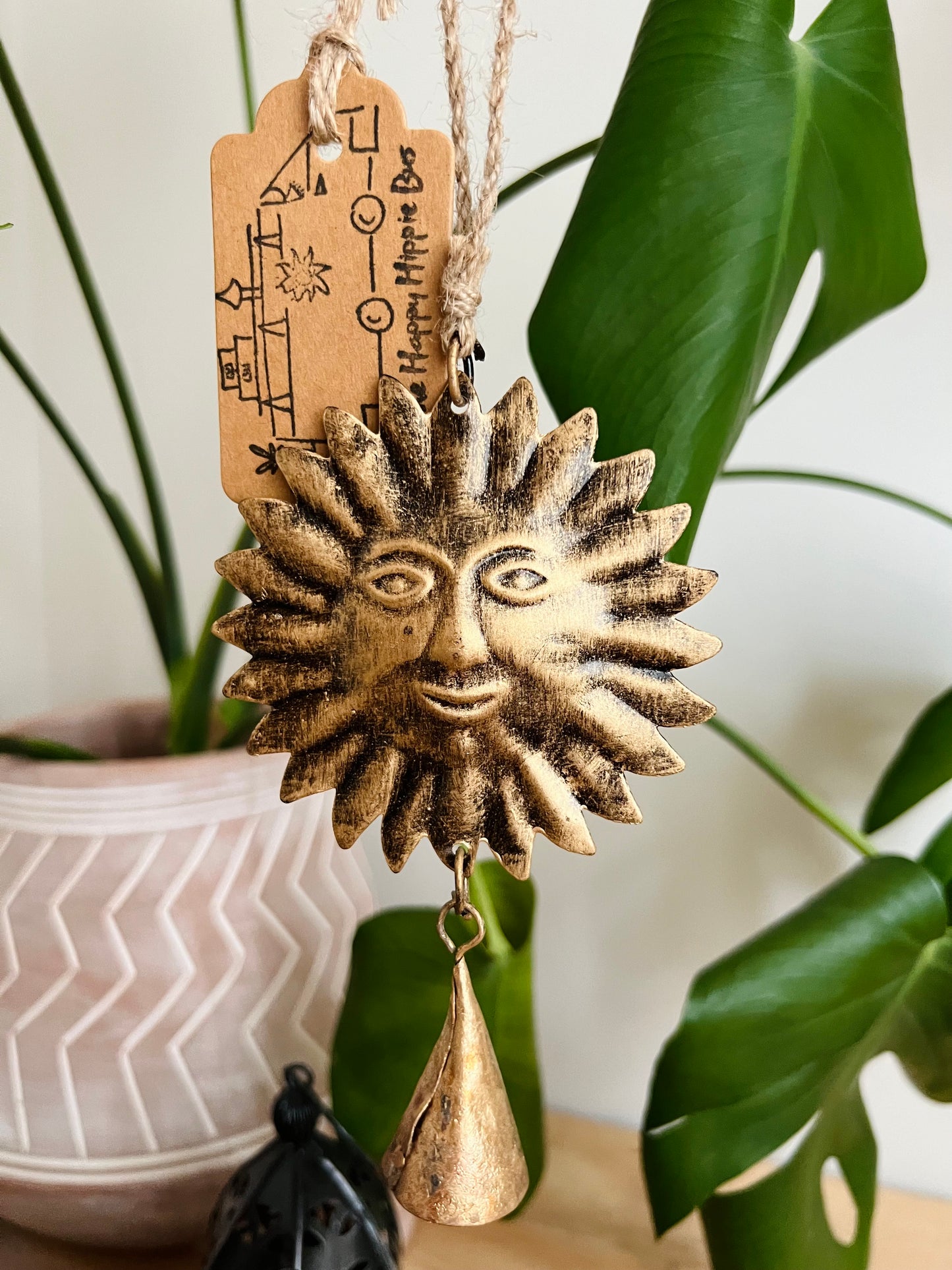 Handmade Fair Trade Ethically Sourced Bohemian Sun Bell Wind Chime Indian Bell Bronze Sun Bell Hippie Bohemian