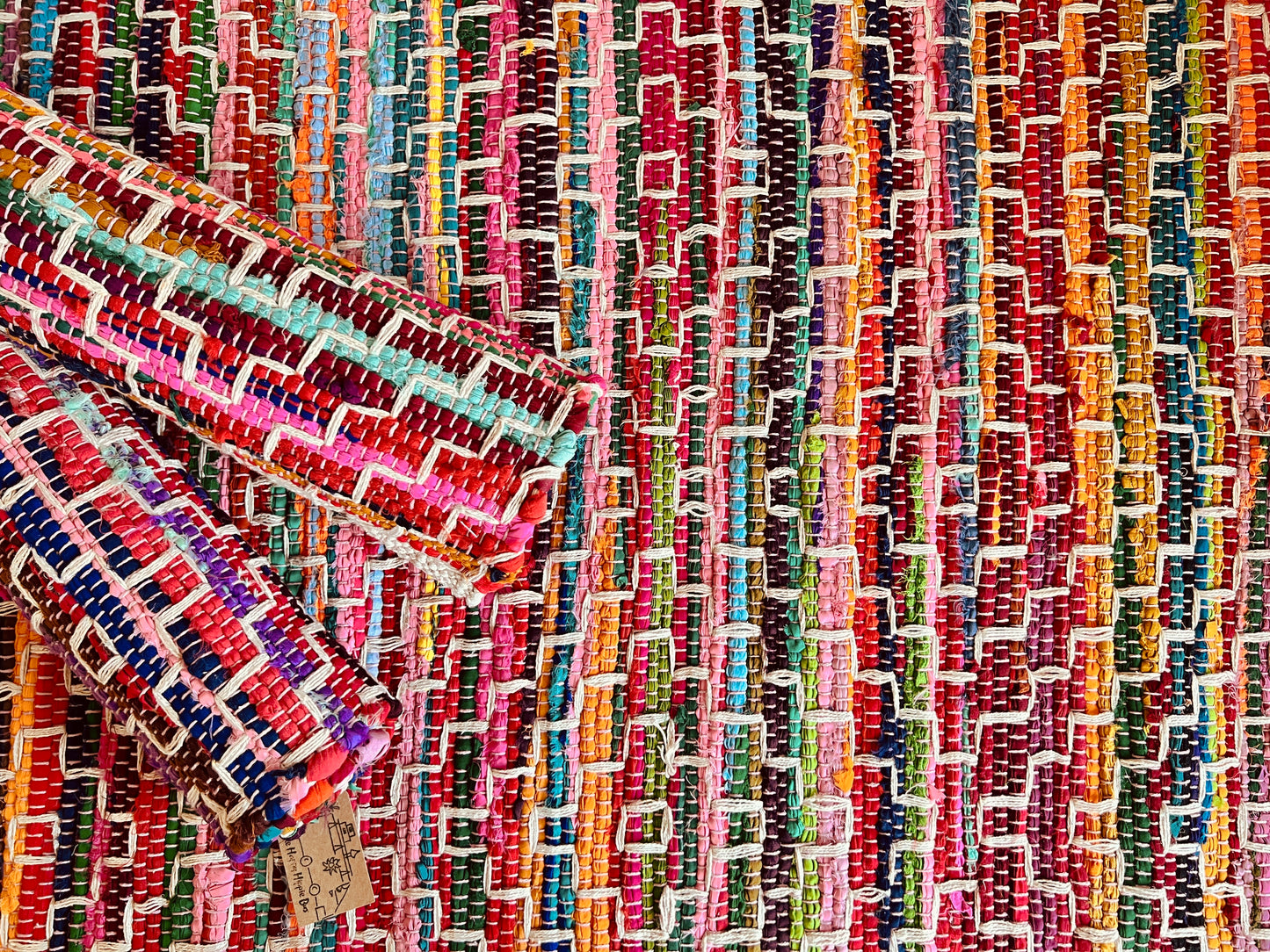 Colourful Fairtrade rainbow rug