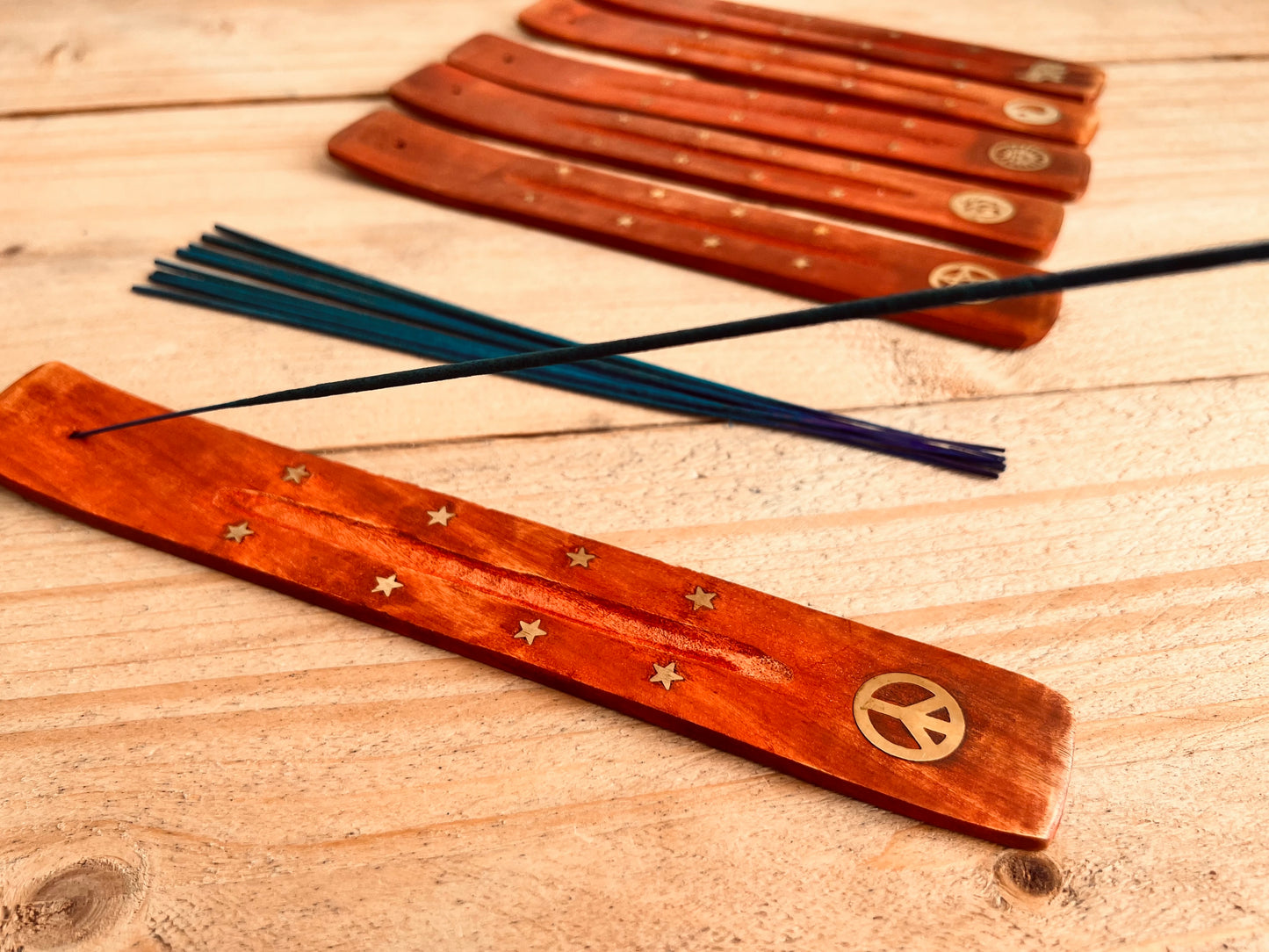 Peace Sign peace Symbol Mango wood incense holder incense burner ash catcher joss stick incense holder fair trade ethical incense