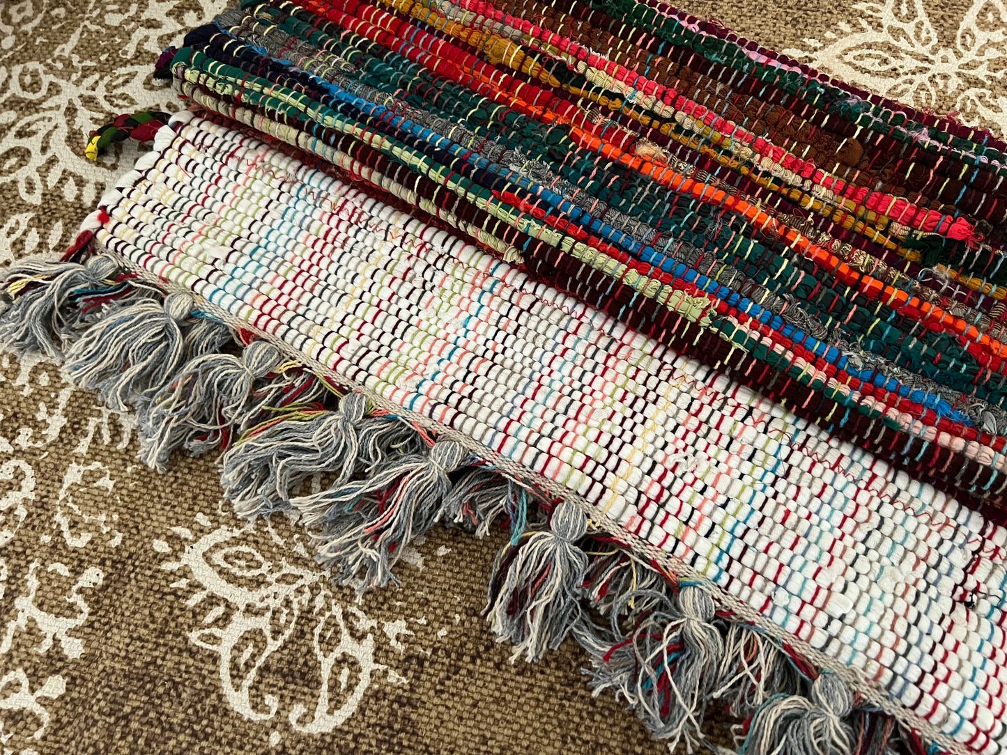 Handmade & Fair Trade Rainbow Rag Rug Bohemian & Hippie Decor Mat