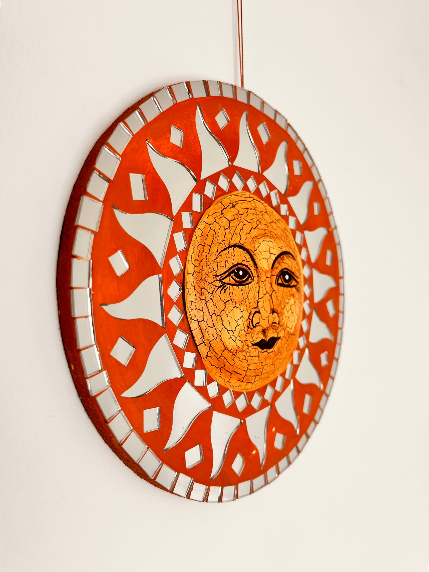 Mosaic Mirror Sunshine Wall Hanger - Boho Sun Design