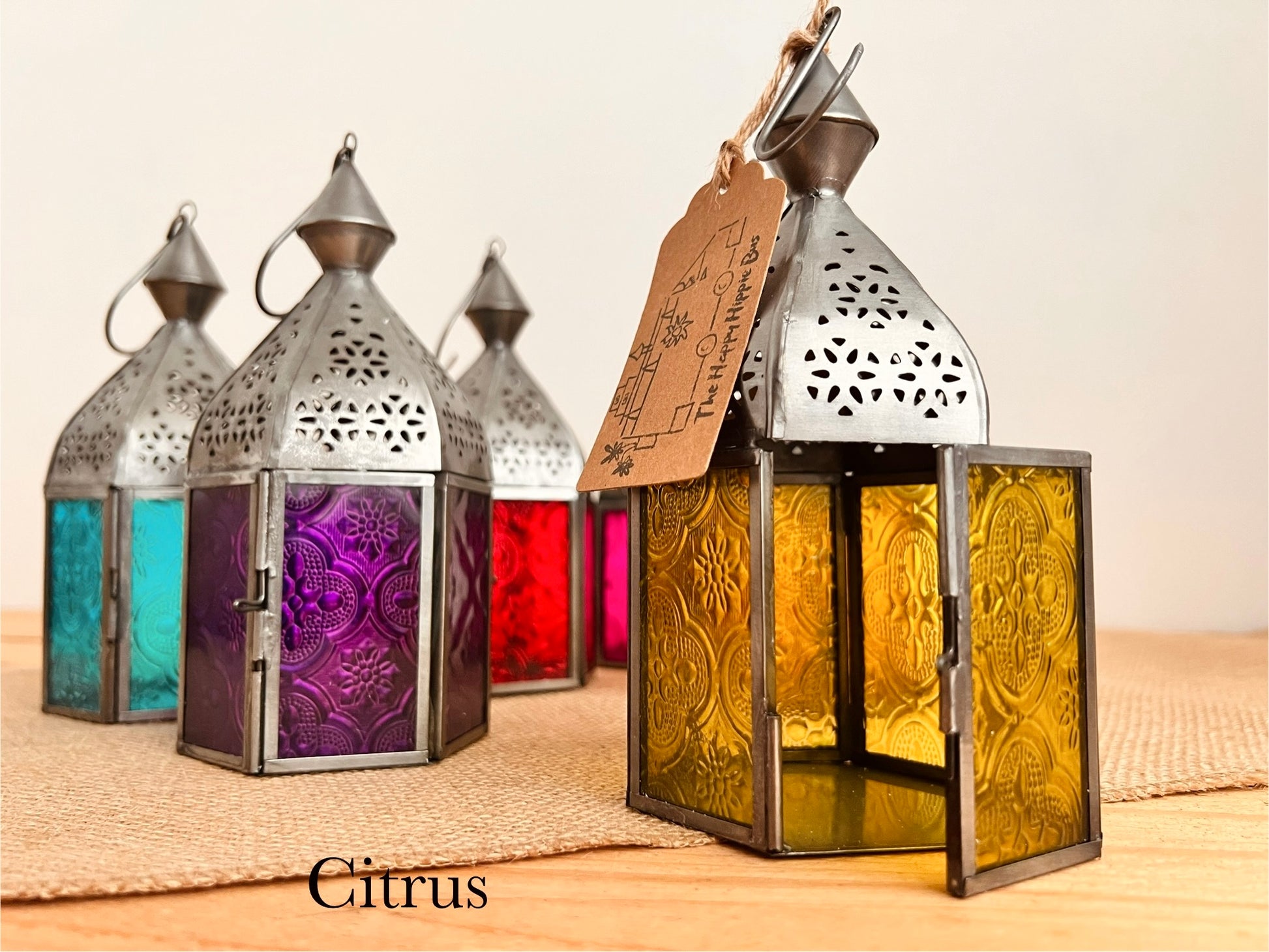 Handmade Fair Trade Ethicallt Sourced Bohemian T Light Holders Moroccan Style Lanterns Hippie Decor Blue Yellow Purple Blie Pink Red Green Silver Small Gift Home