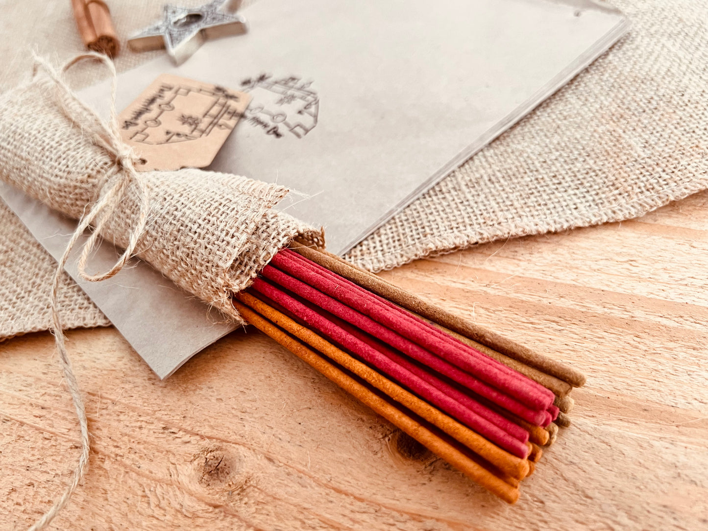 Autumn autumnal fall seasonal incense Joss sticks aromatherapy home fragrance handmade fair trade plastic free hand packed colourful three scent mix incense sticks