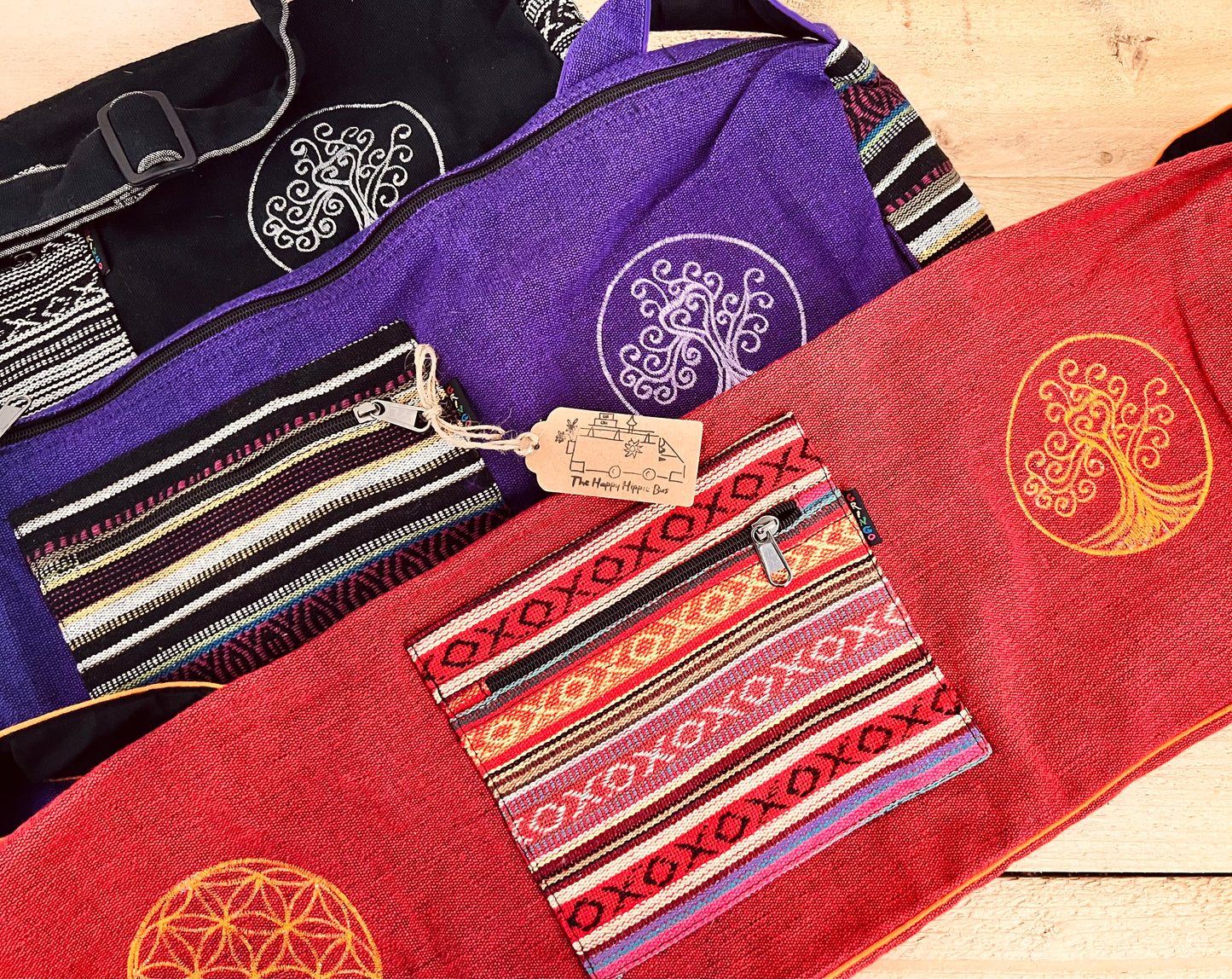 Yoga meditation Pilates exercise Mat bag carrier, exercise wellness wellbeing embroidered sports bag storage bag, boho hippie fair trade tree of life yoga mat bag bohemian handmade fair trade ethically sourced floor mat carrier bag with adjustable strap
