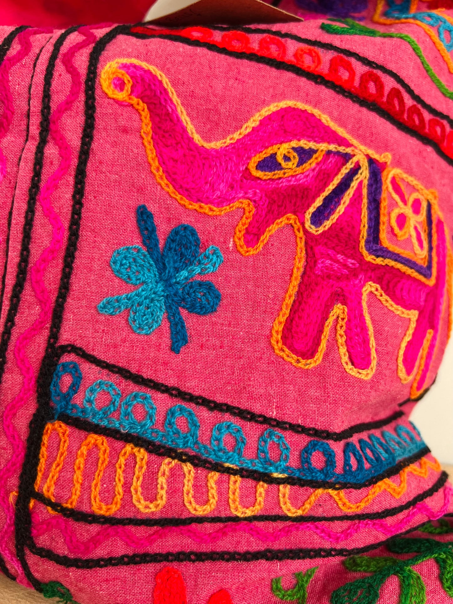 Handmade Fair Trade Elephant Embroidered Shoulder Bag Hippie Bohemian Bag Pink