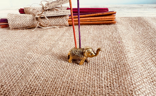 small brass metal elephant design incense holder