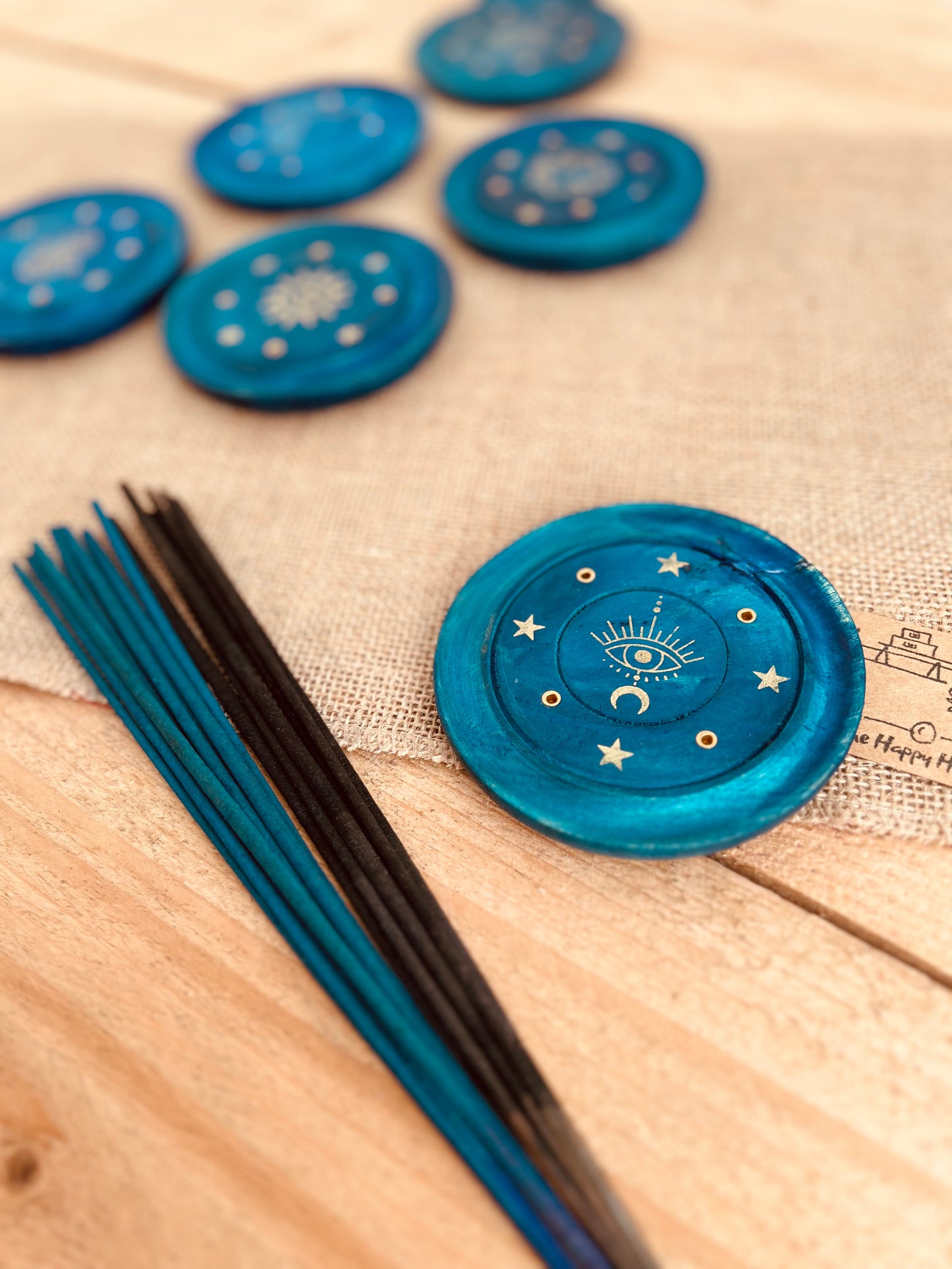 Midnight Blue & Gold Round Boho Incense Holder