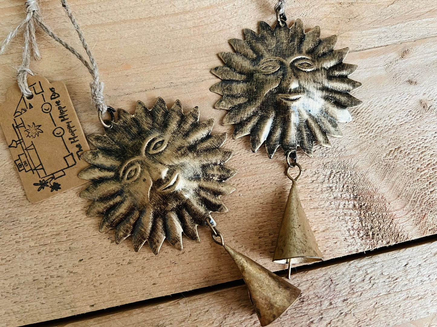 Handmade Fair Trade Ethically Sourced Bohemian Sun Bell Wind Chime Indian Bell Bronze Sun Bell Hippie Bohemian