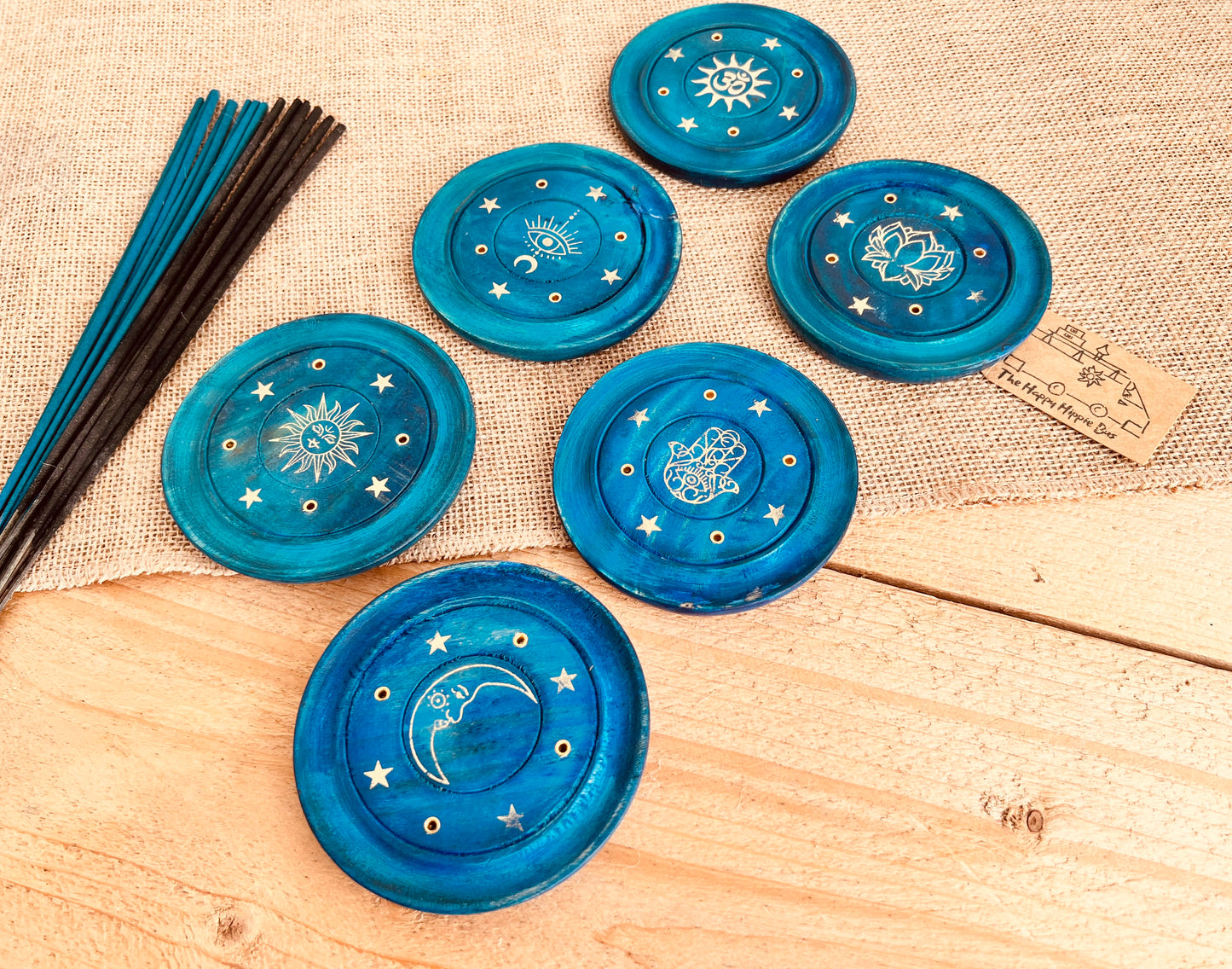 Midnight Blue & Gold Round Boho Incense Holder