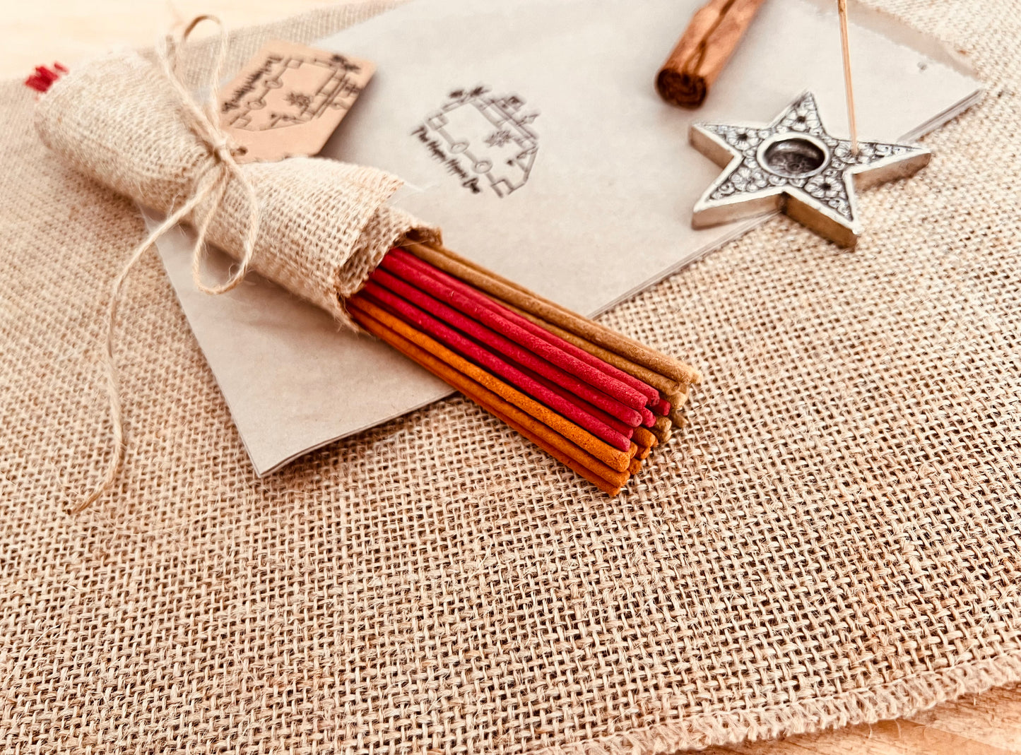 Autumn autumnal fall seasonal incense Joss sticks aromatherapy home fragrance handmade fair trade plastic free hand packed colourful three scent mix incense sticks