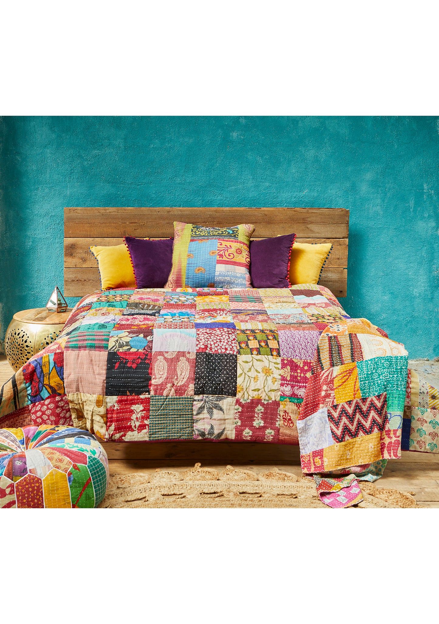 handmade fair trade boho bedspread throw blanket patchwork
