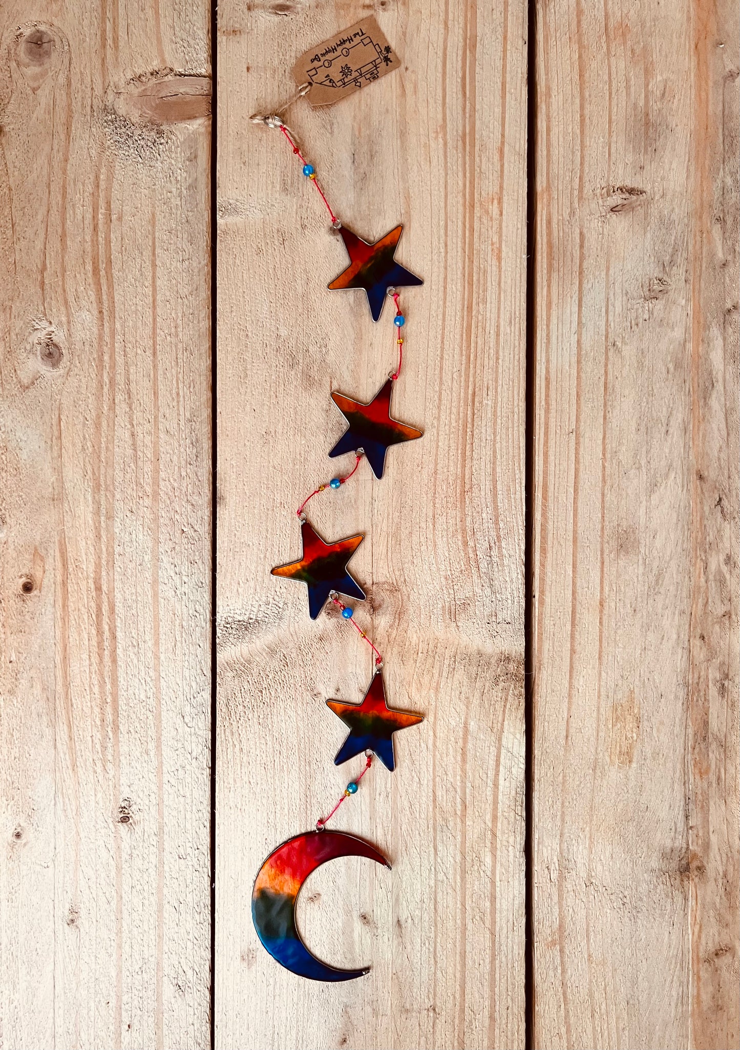 Handmade Fair Trade Crescent Moon & Star Rainbow Sun Catcher Window Decoration Hippie Bohemian Decor