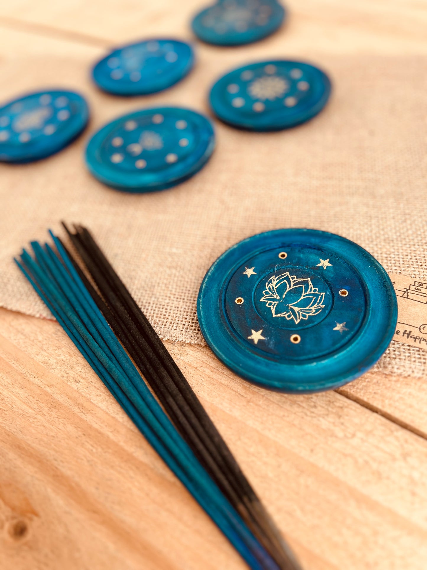 Midnight Blue & Gold Round Boho Incense Holder