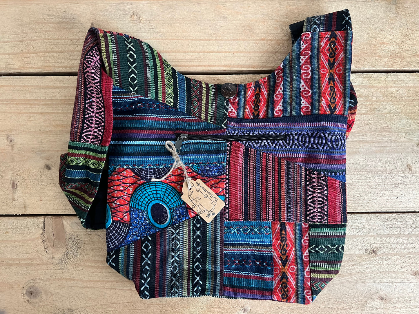 Handmade Fair Trade Ethically Sourced Bohemian Hippie Sling Shoulder Bag Patchwork Festival Holiday Beach Bag