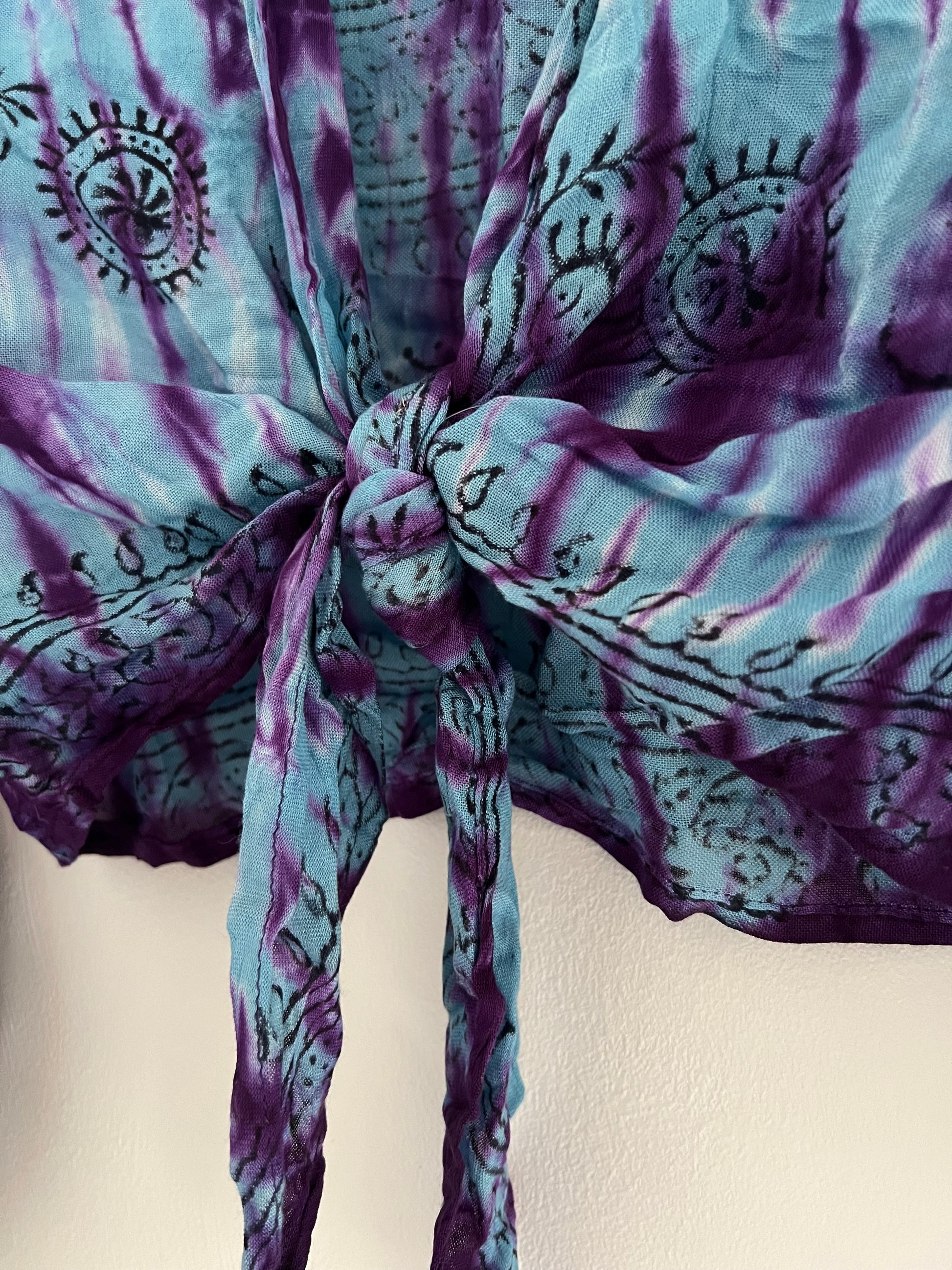 Handmade Fair Trade Hippie Boho Blue & Purple Prayer Top Slow Fashion 
