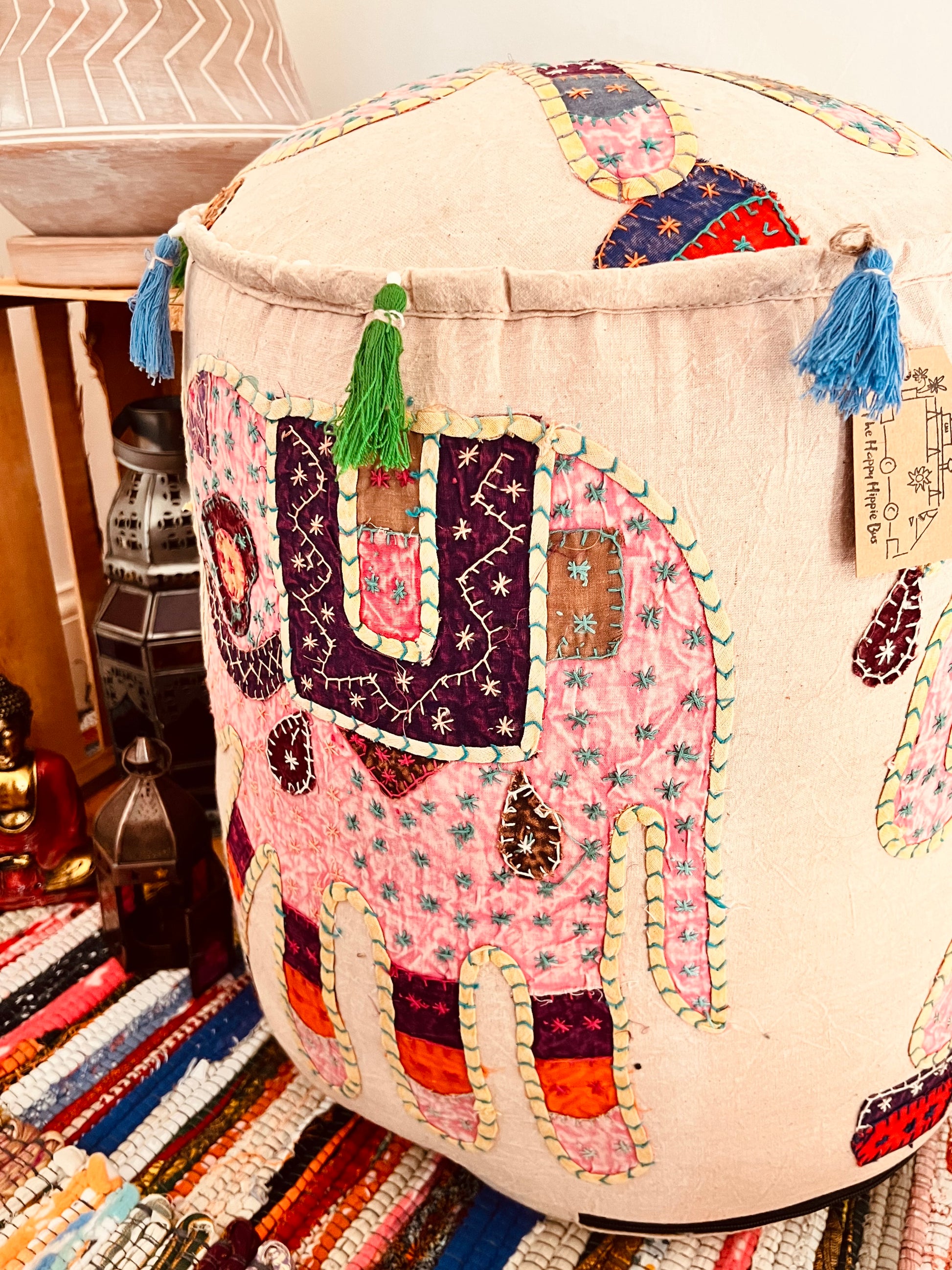 Fair trade Handmade Indian design boho hippie footstool pouffe pouf 