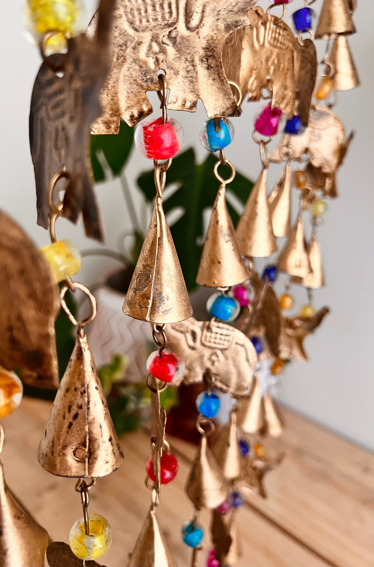 Handmade & Fair Trade Large Elephant Wind Chime Bells, Home & Garden Decor Bohemian Indian Hippie