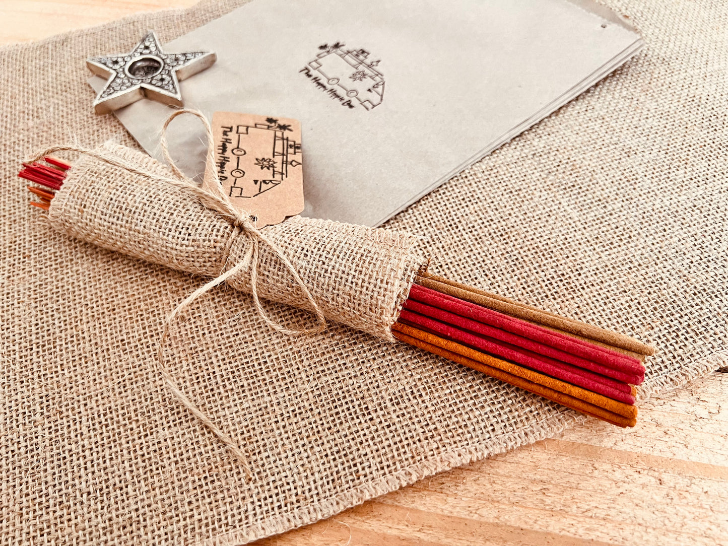 Autumn autumnal fall seasonal incense Joss sticks aromatherapy home fragrance handmade fair trade plastic free hand packed colourful three scent mix incense sticks