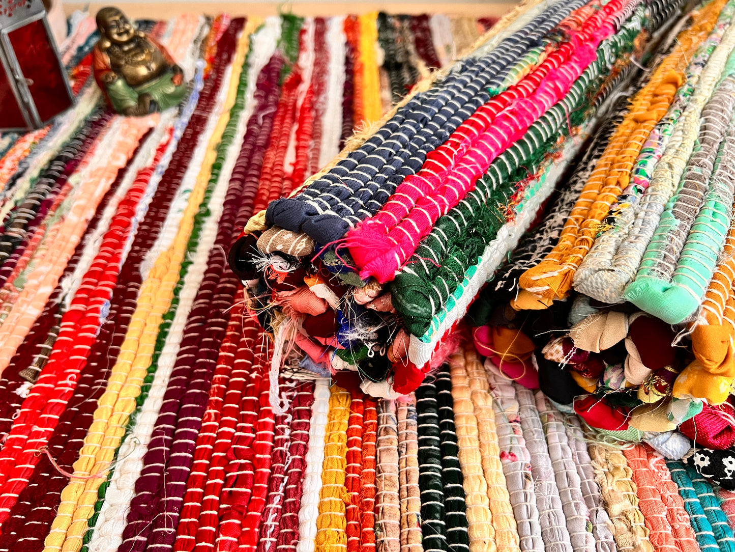 Handmade fair trade small boho rag rug 