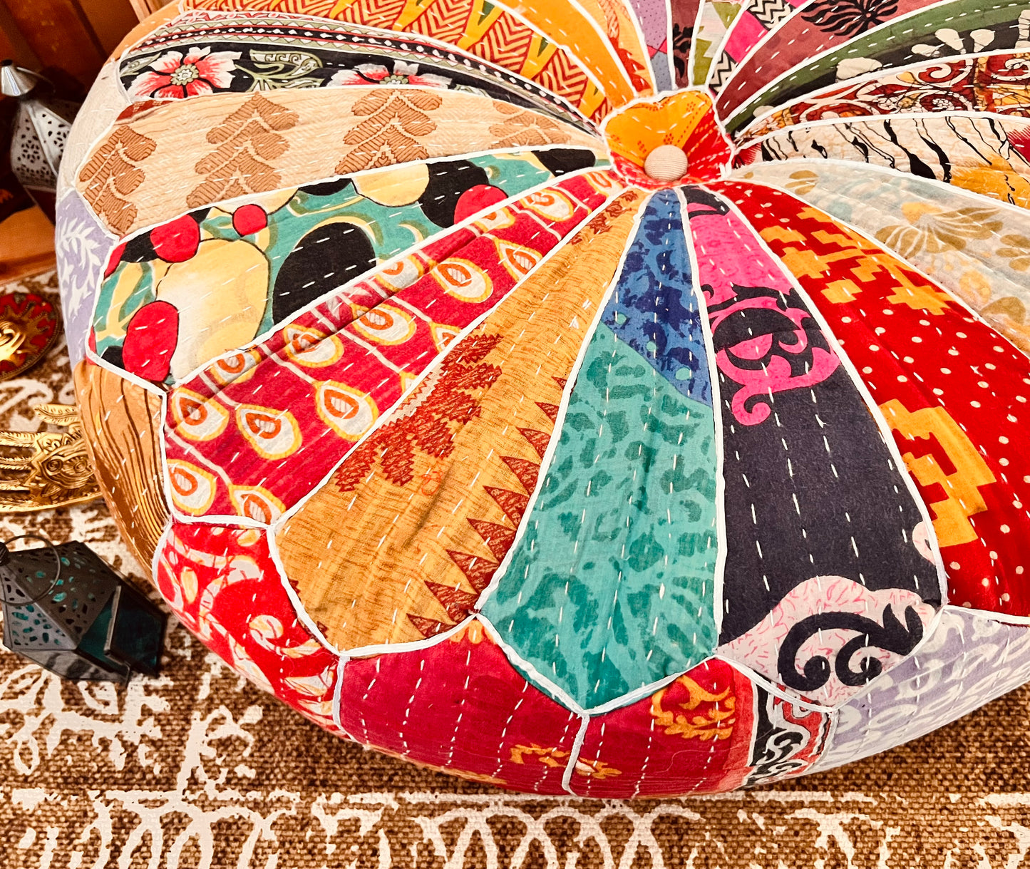 Large fair trade footstool pouffe