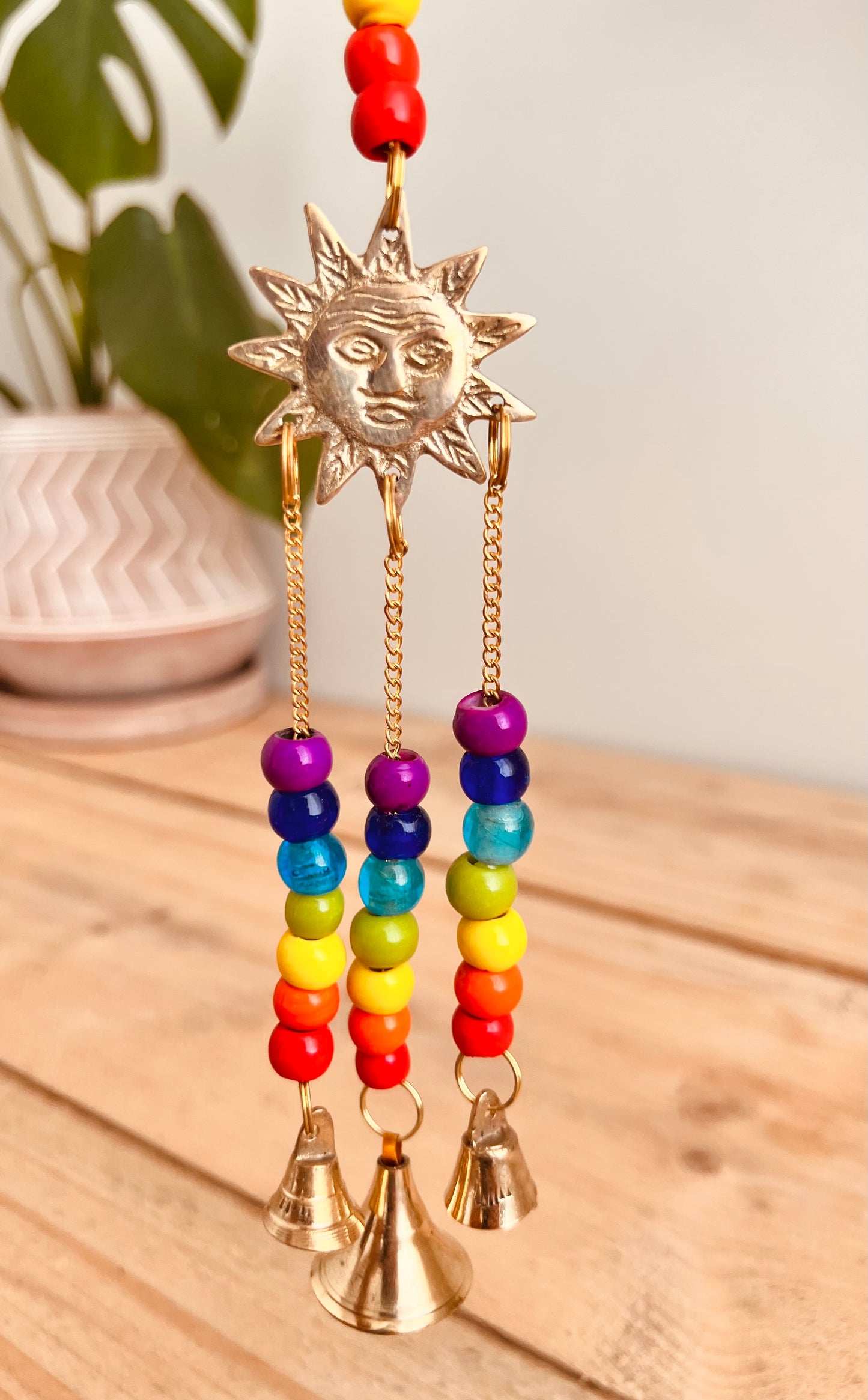 Handmade & Fair Trade Chakra Beads, Brass Sun Wind Chime, Hippie Indian Bells