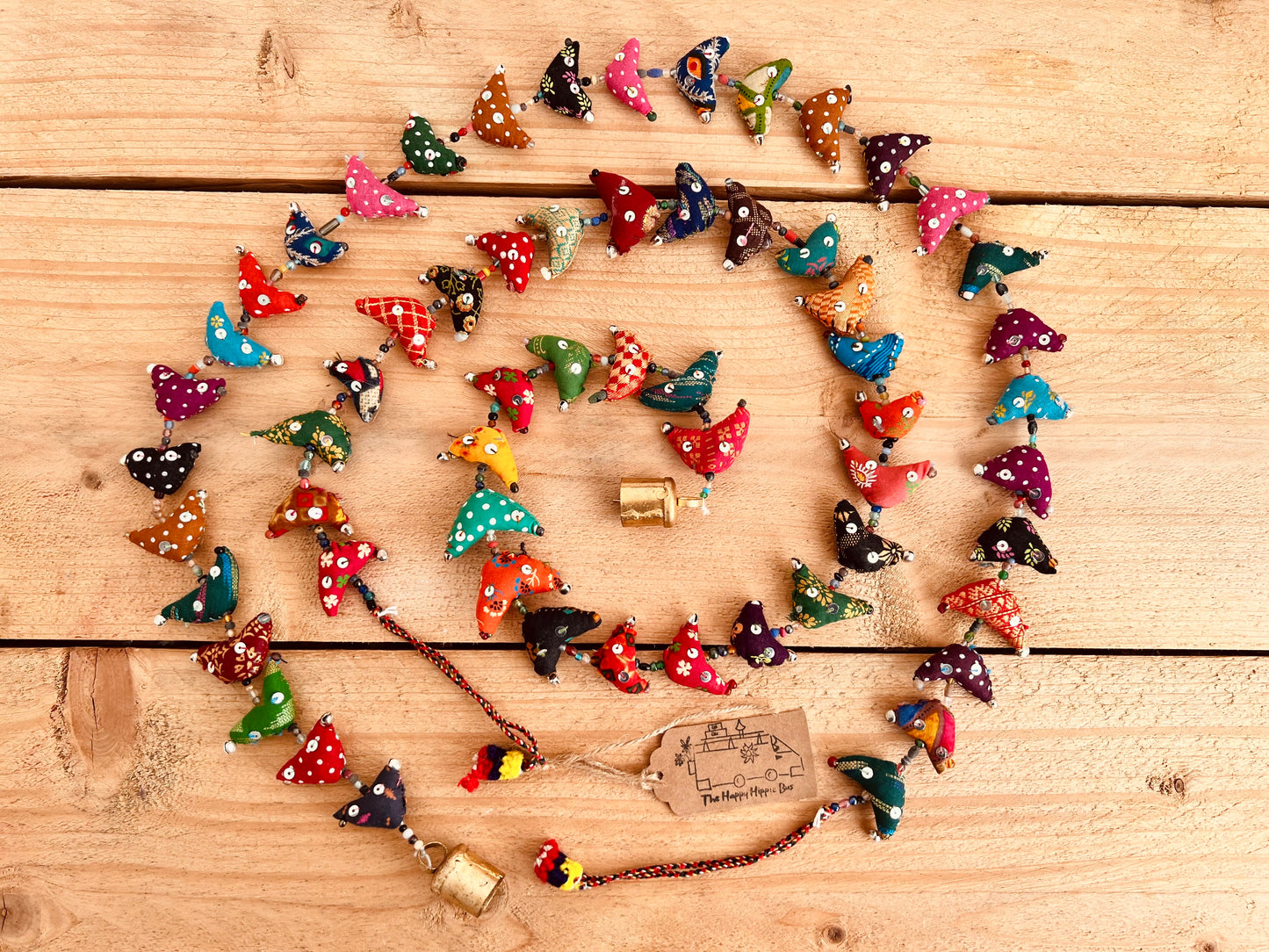 Handmade Fair Trade Ethically Sourced Bohemian Hippie Recycled Fabric mini toys Bird Bells Traditional Tota Indian bell home doorway Window Decor long size & multicoloured