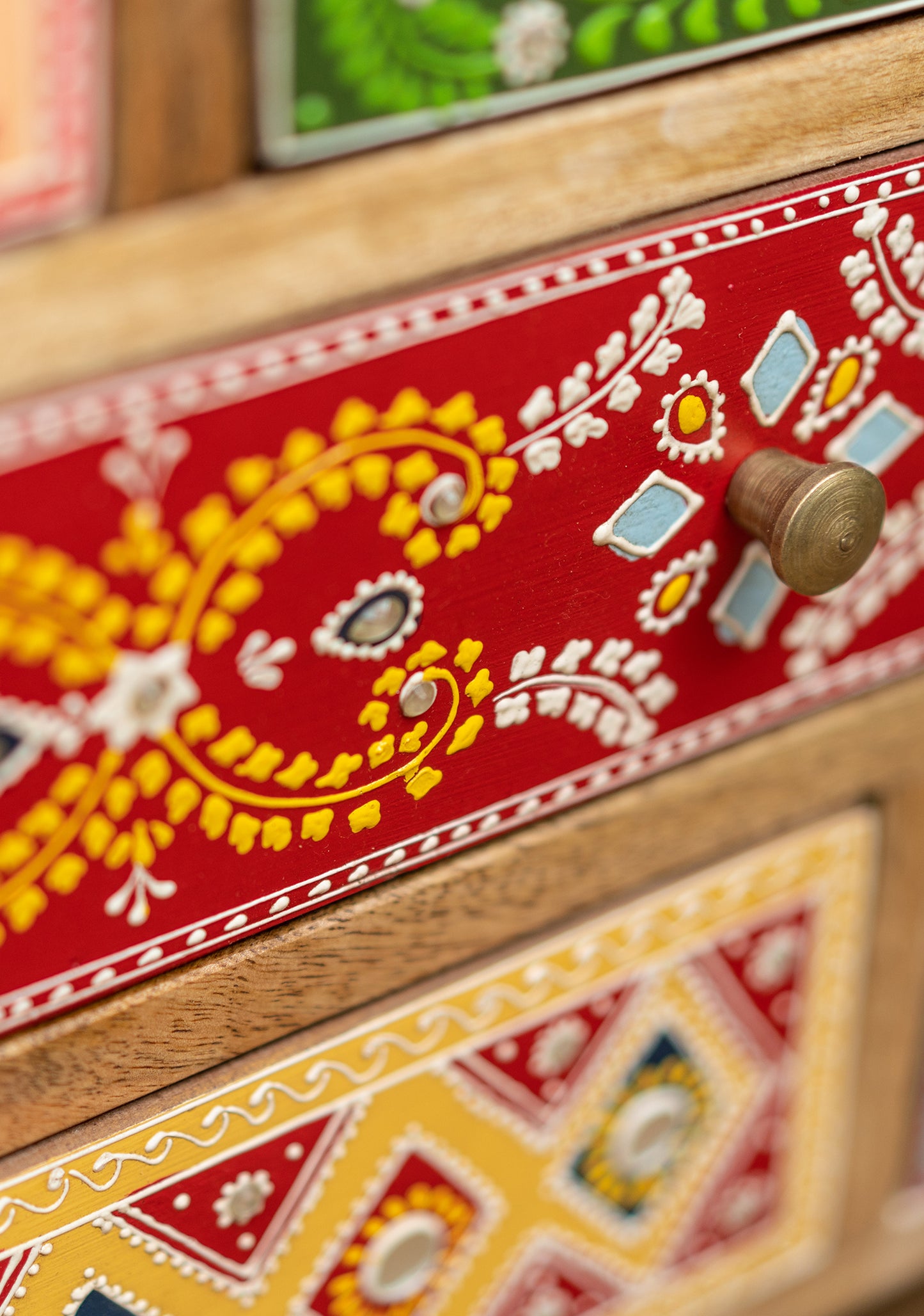 Handmade Fair Trade Ethically Sourced Bohemian Set Of Drawers Hand Painted Hippie Furniture Indian Cabinet