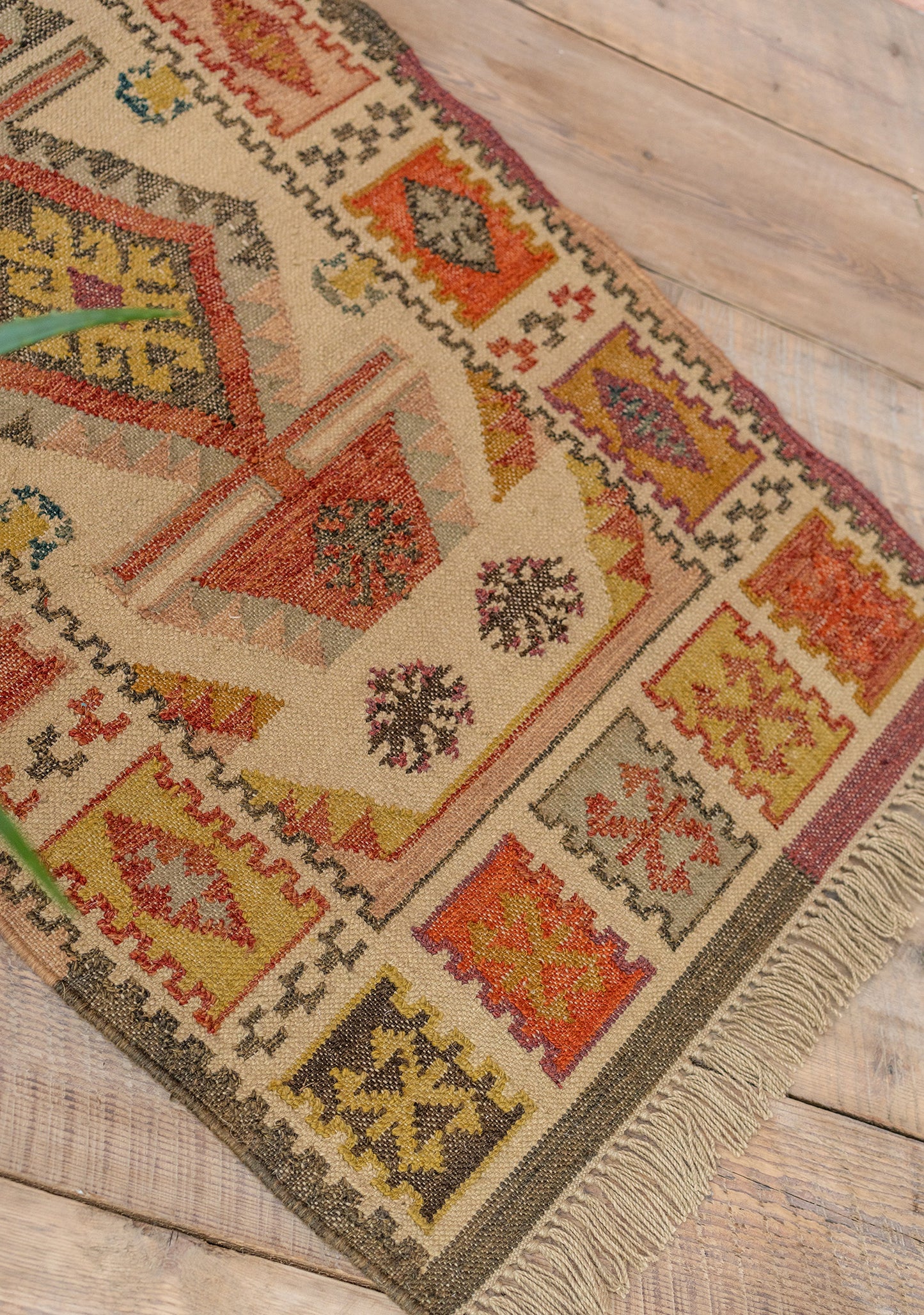 Decorative rug with geometric pattern handmade bohemian fair trade rug