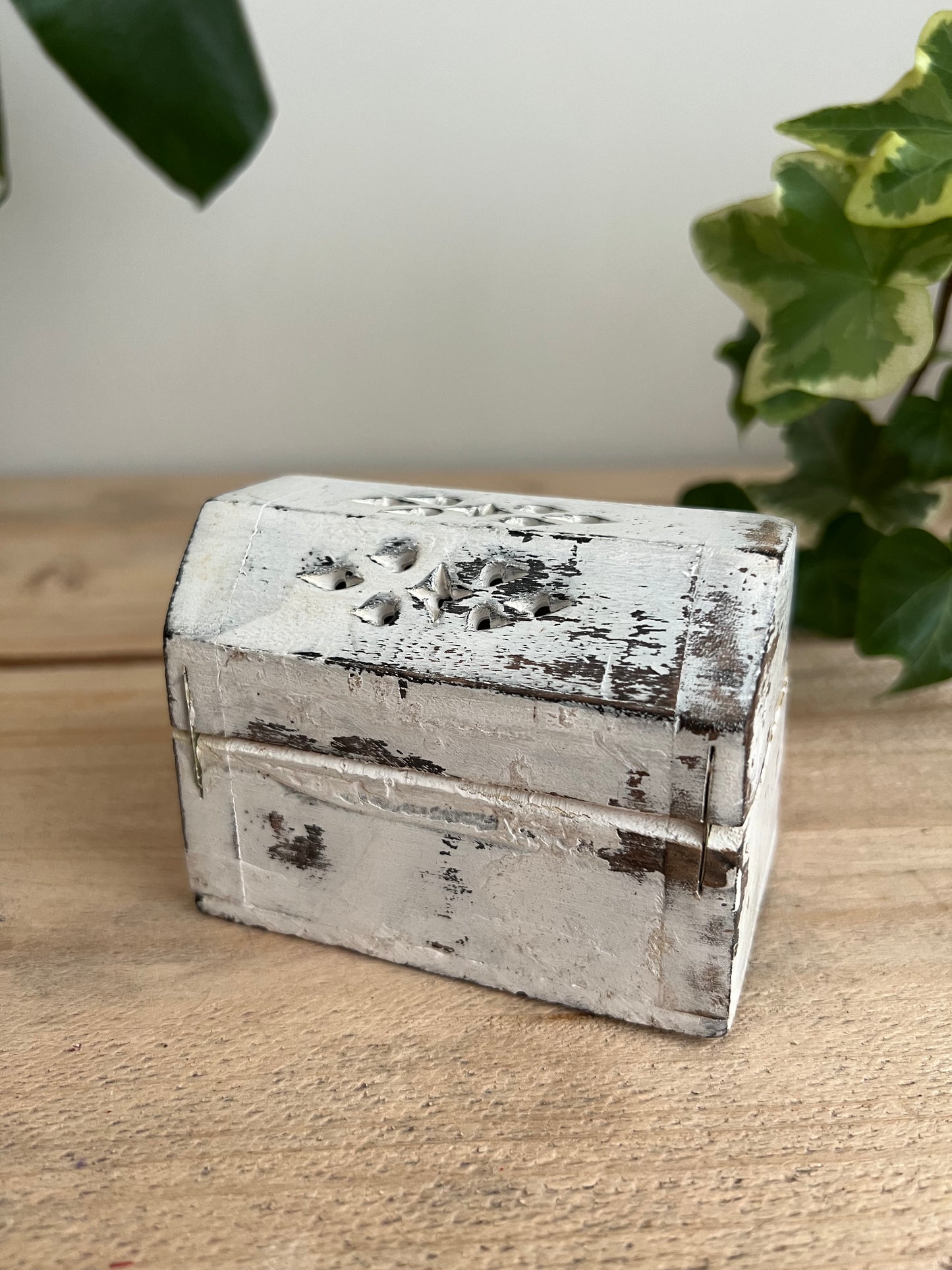 Handmade Fair Trade Ethically Sourced Elephant White Washed Incense Cone Box Bohemian Hippie Ash Catcher