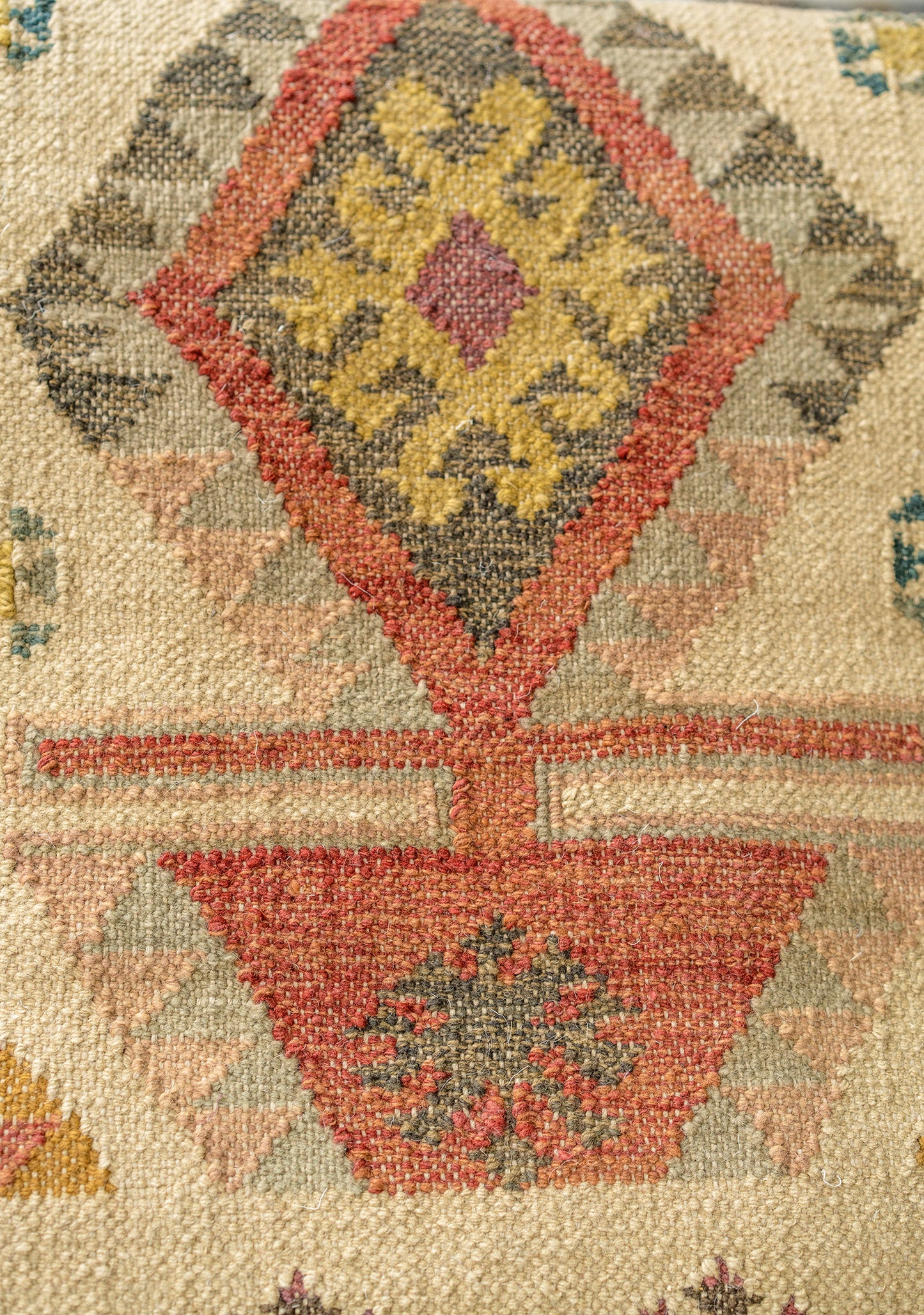 Close-up of a textured fabric with geometric pattern