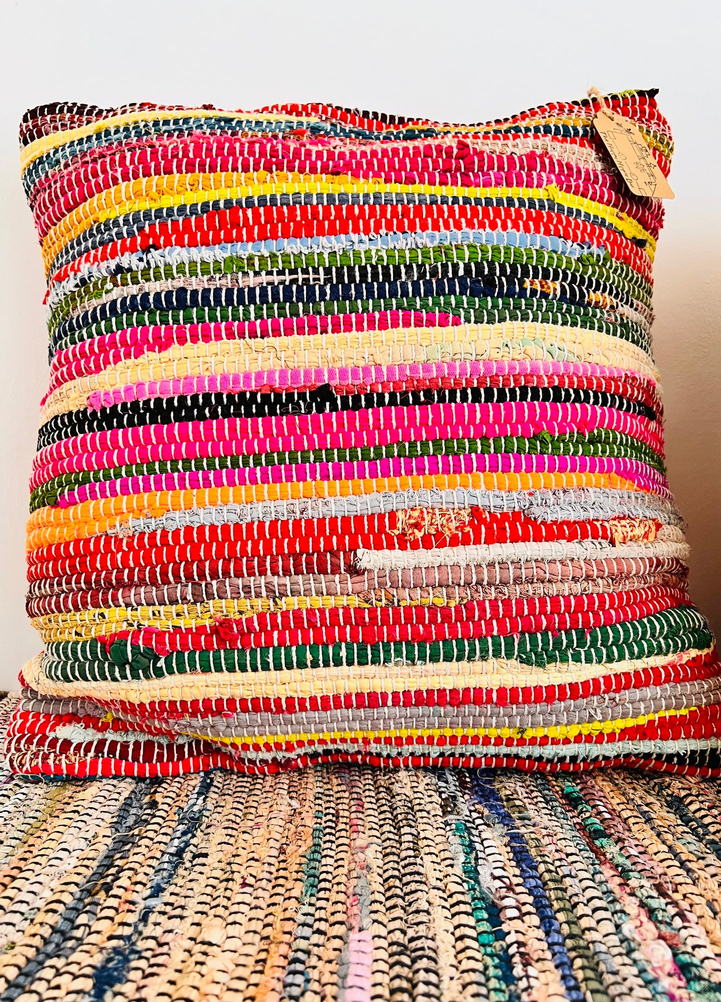Colorful woven cushion cover handmade