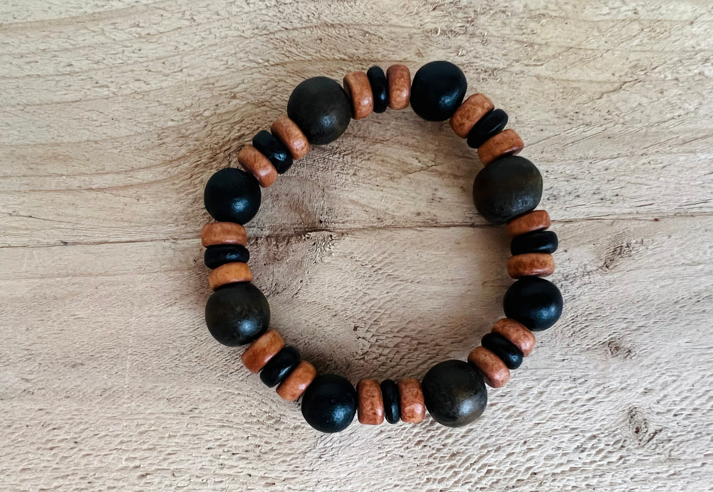 orange and brown beaded bracelet