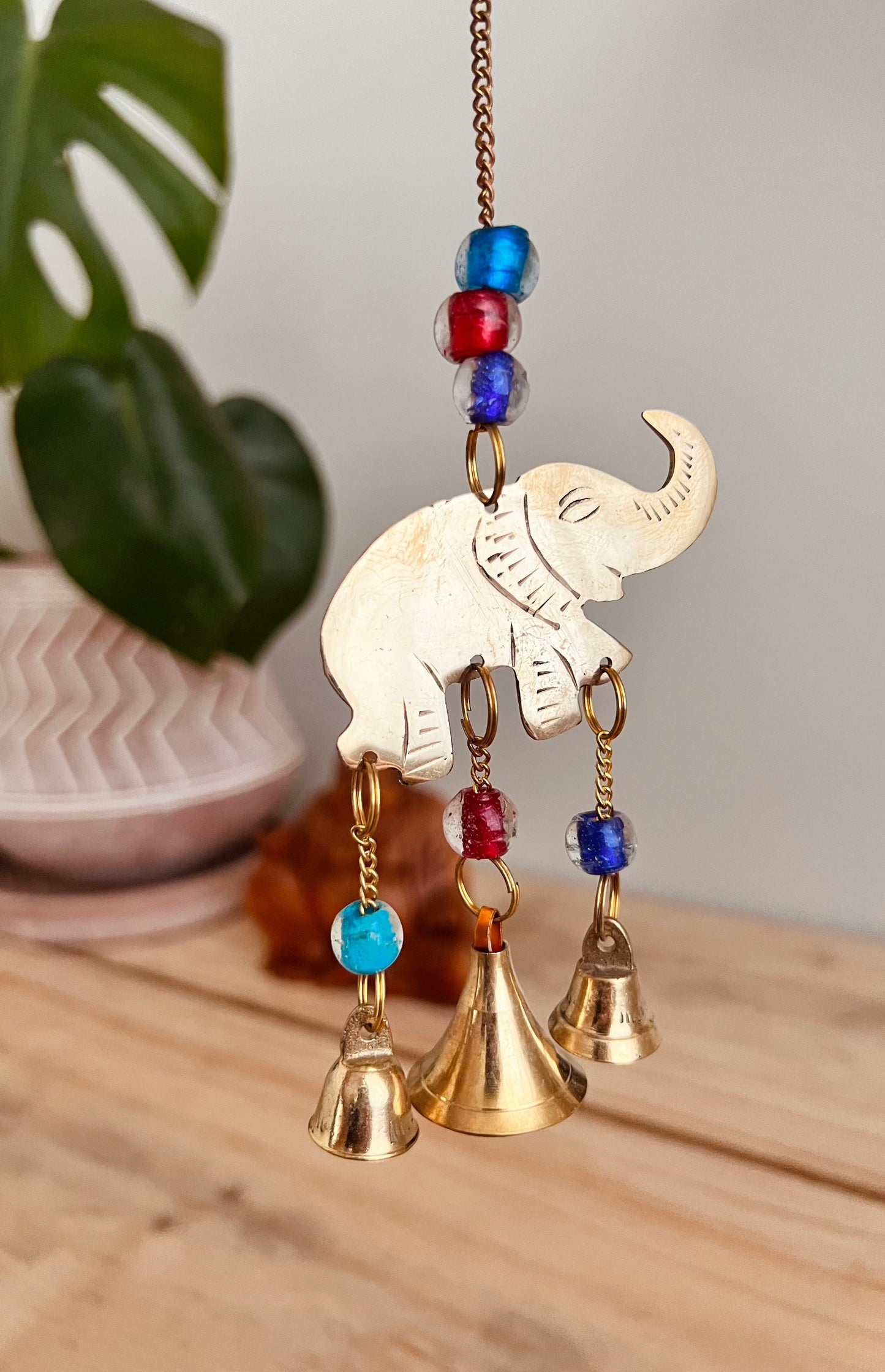 Handmade Fair Trade Mini Elephant Bell Wind Chime Hippie Bohemian Beads Chain