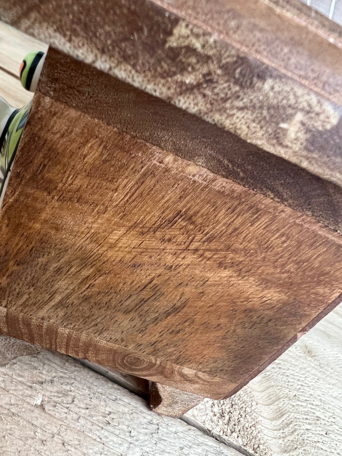 Handmade Fair Trade Ceramic two drawer chest Jewellery Box Small Storage Mango Wood Bohemian Hippie Decor