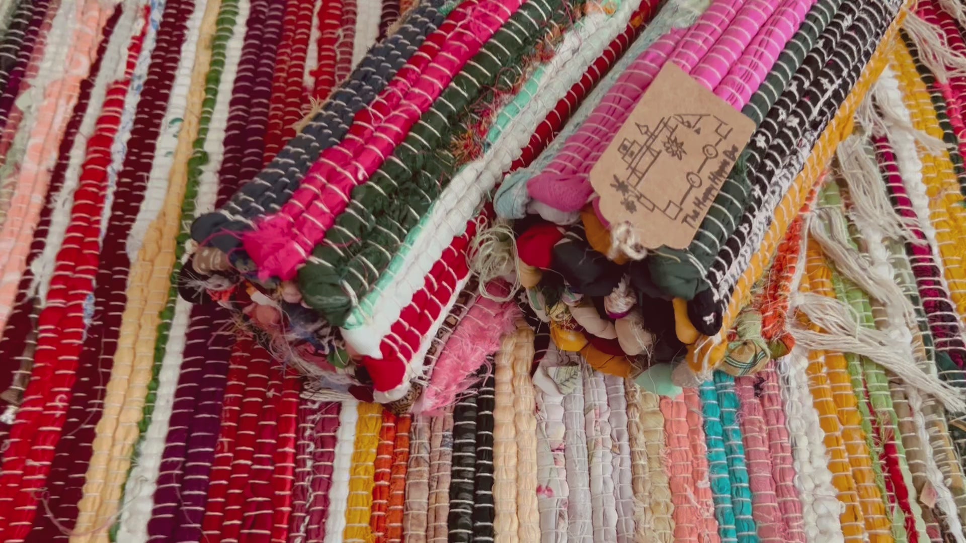 Handmade fair trade colourful small boho rag rug 