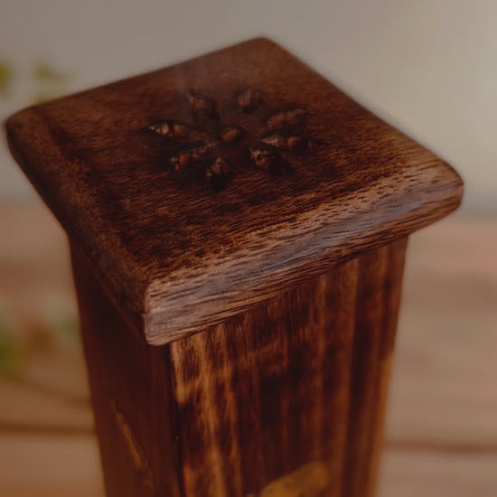 Fair trade wooden incense burner tower