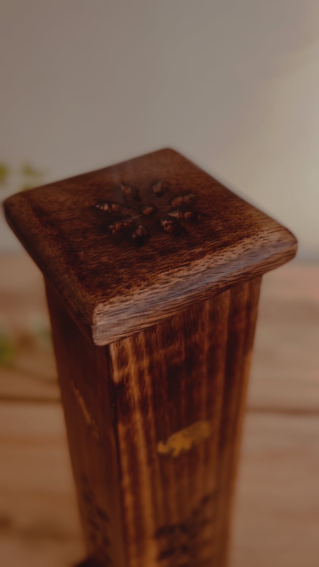 Fair trade wooden incense burner tower