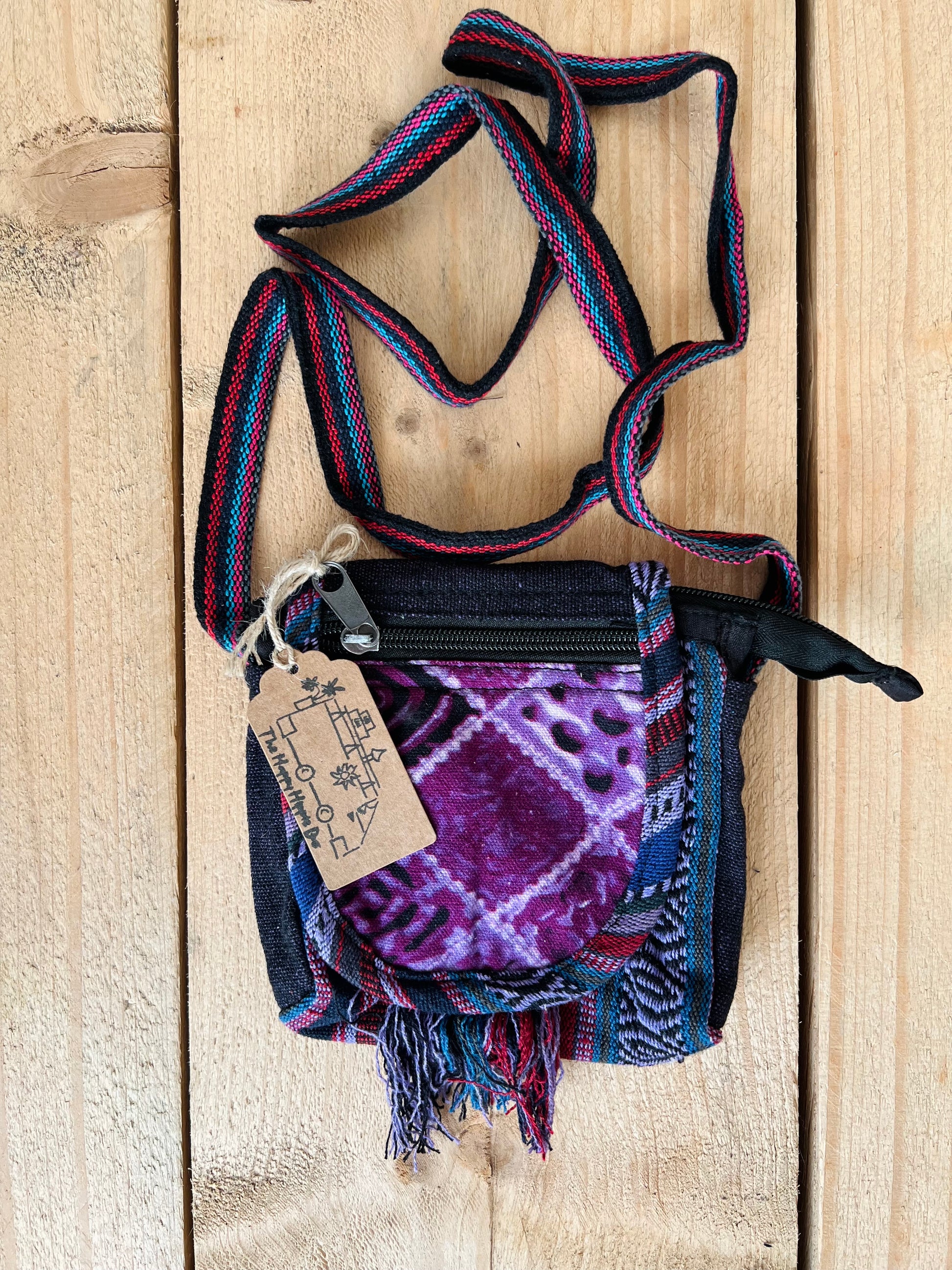 Handmade & Fair Trade Hippie Bohemian Passport Shoulder Bag Festival Beach Bag Purple