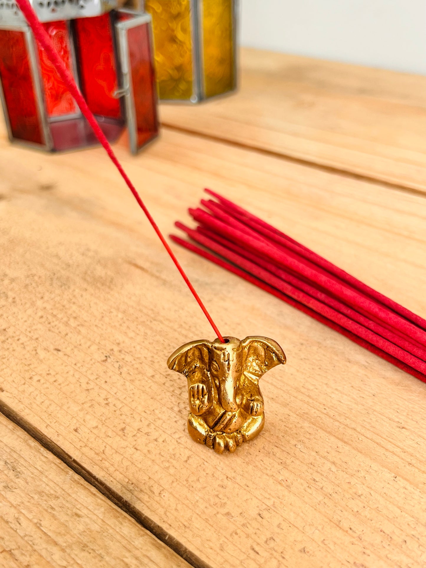 Handmade Fair Trade Ganesha Incense Stick Holder In Gold Mini