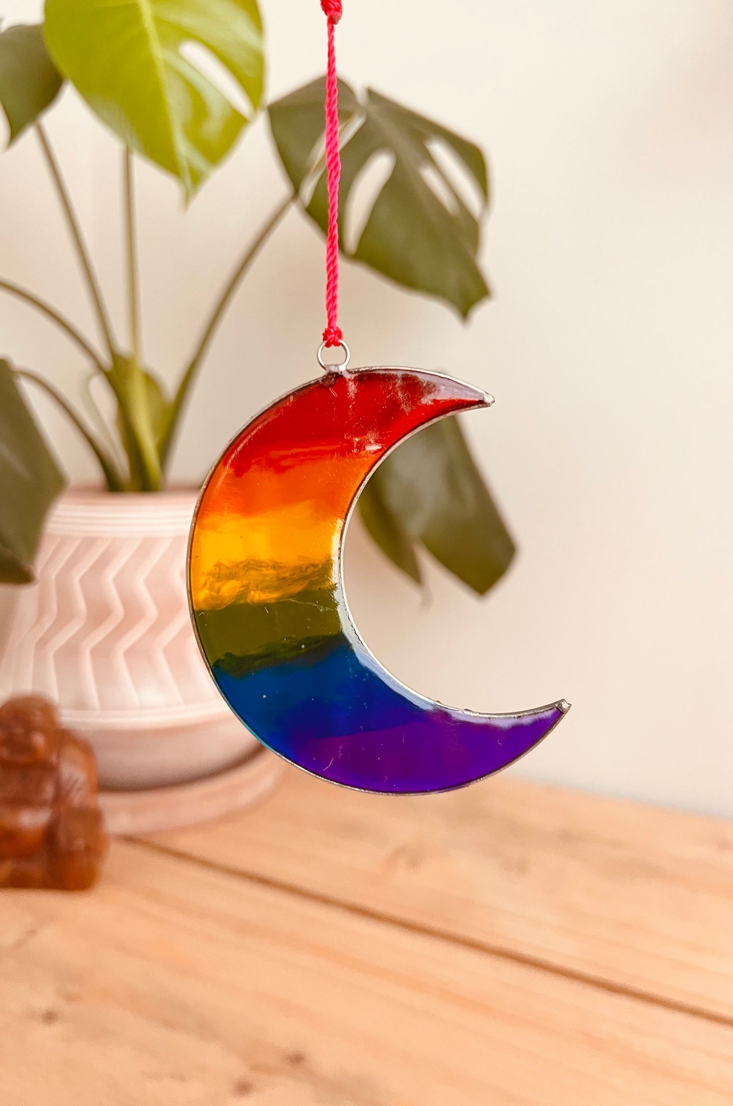 Handmade Fair Trade Crescent Moon Rainbow Sun Catcher Mini Window Decoration Hippie Bohemian Home Decor 