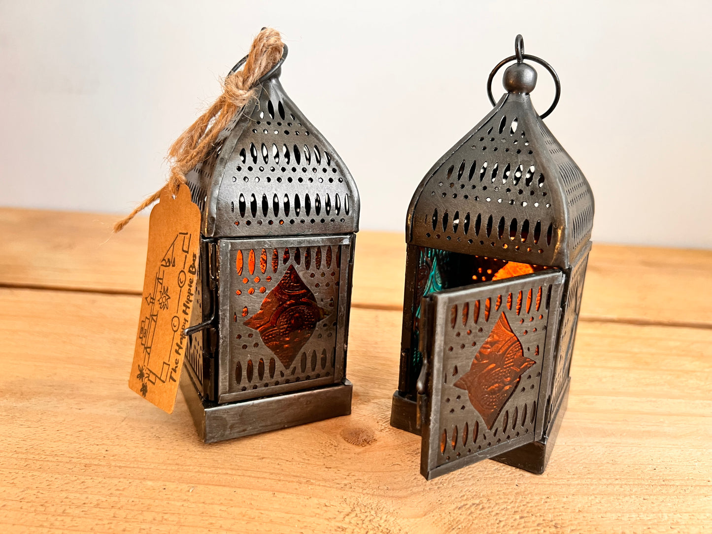 Handmade Silver Moroccan Style Lantern With Recycled Glass