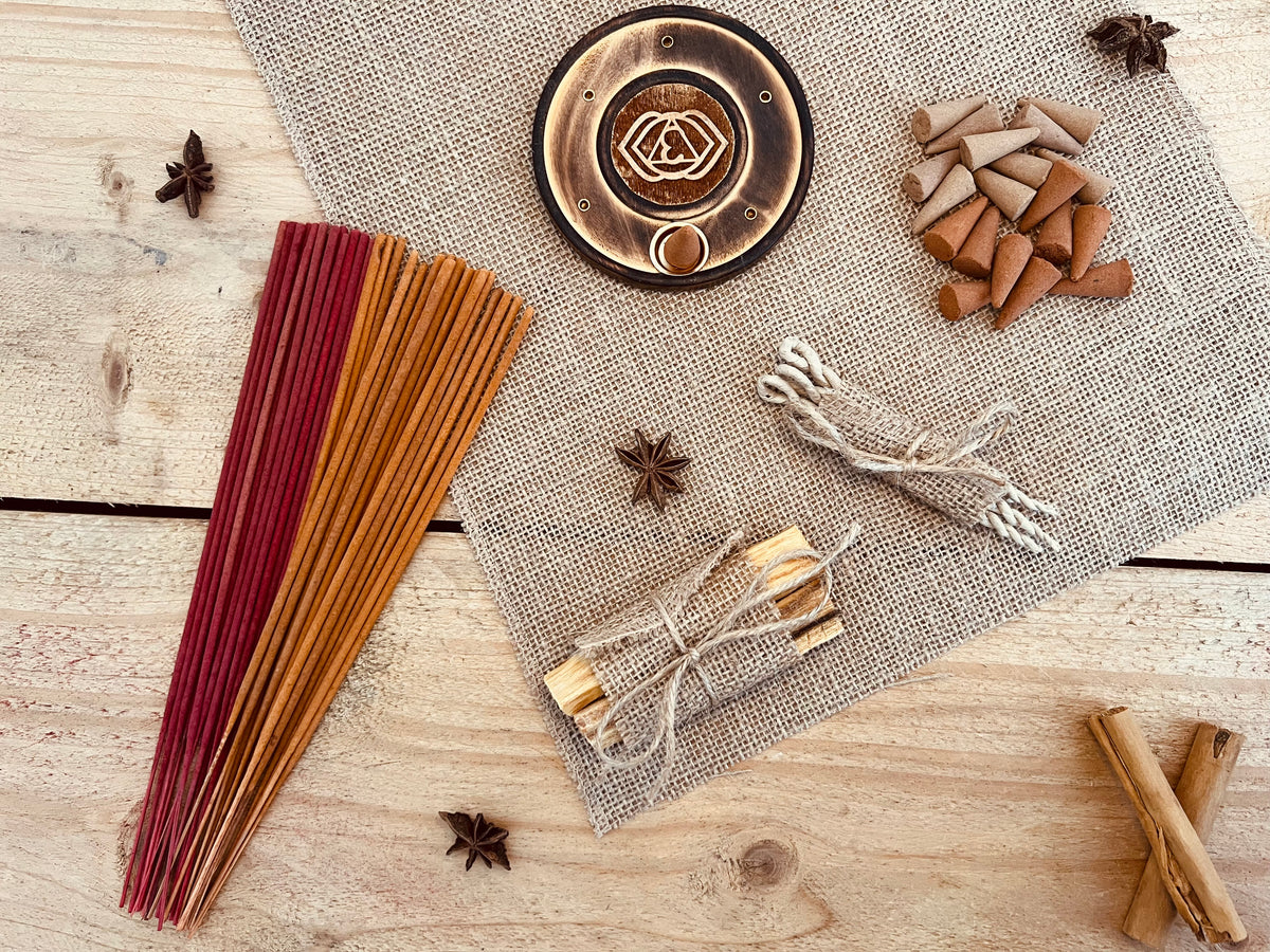 Handmade Fair Trade Ethically Sourced Autumn Fall Incense Gift Letterbox Gift Incense Cones Sticks Palo Santo Incrnse Ropes Incense Holder Appler Cinnamon Vanilla Plastic Free Gift