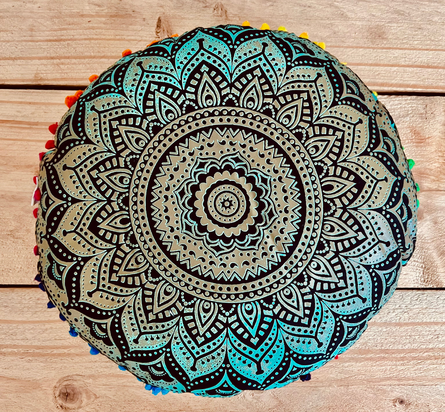 Handmade Fair Trade Round Mandala Print Yoga Meditation Floor Cushion Boho Hippie Home Decor 