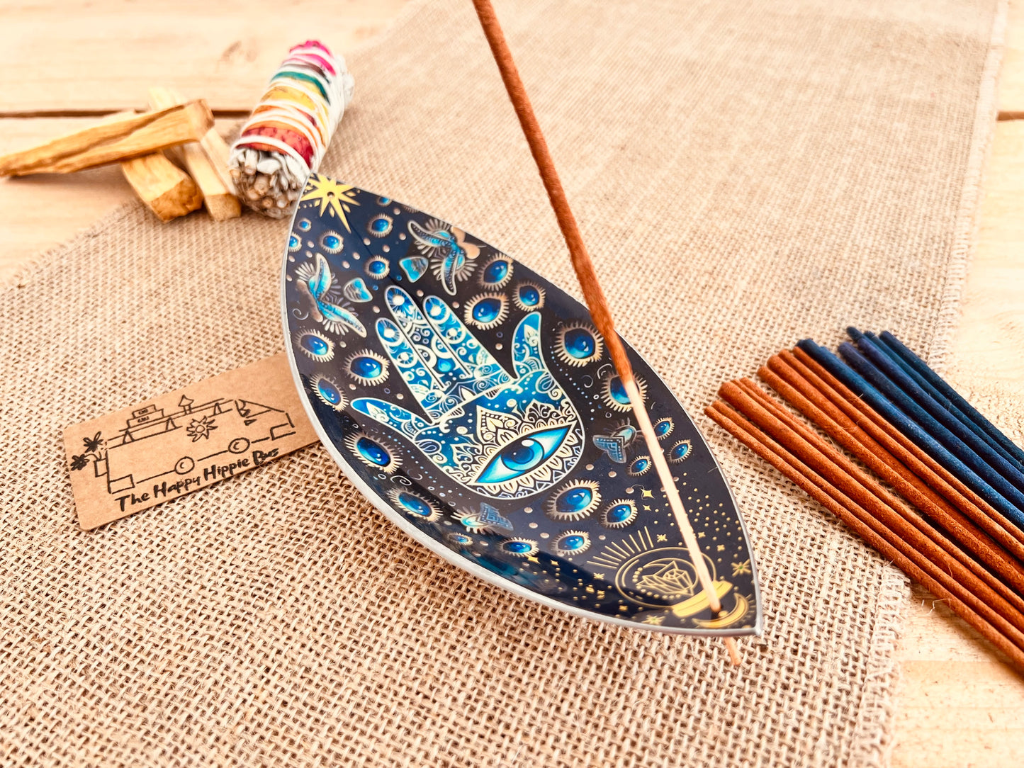 Enamel Bowl Incense Holder - Hamsa Hand