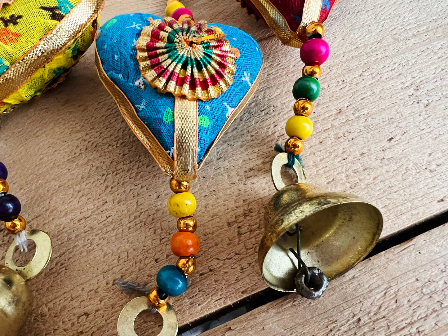 Hanging Fabric Heart Bell Windchime