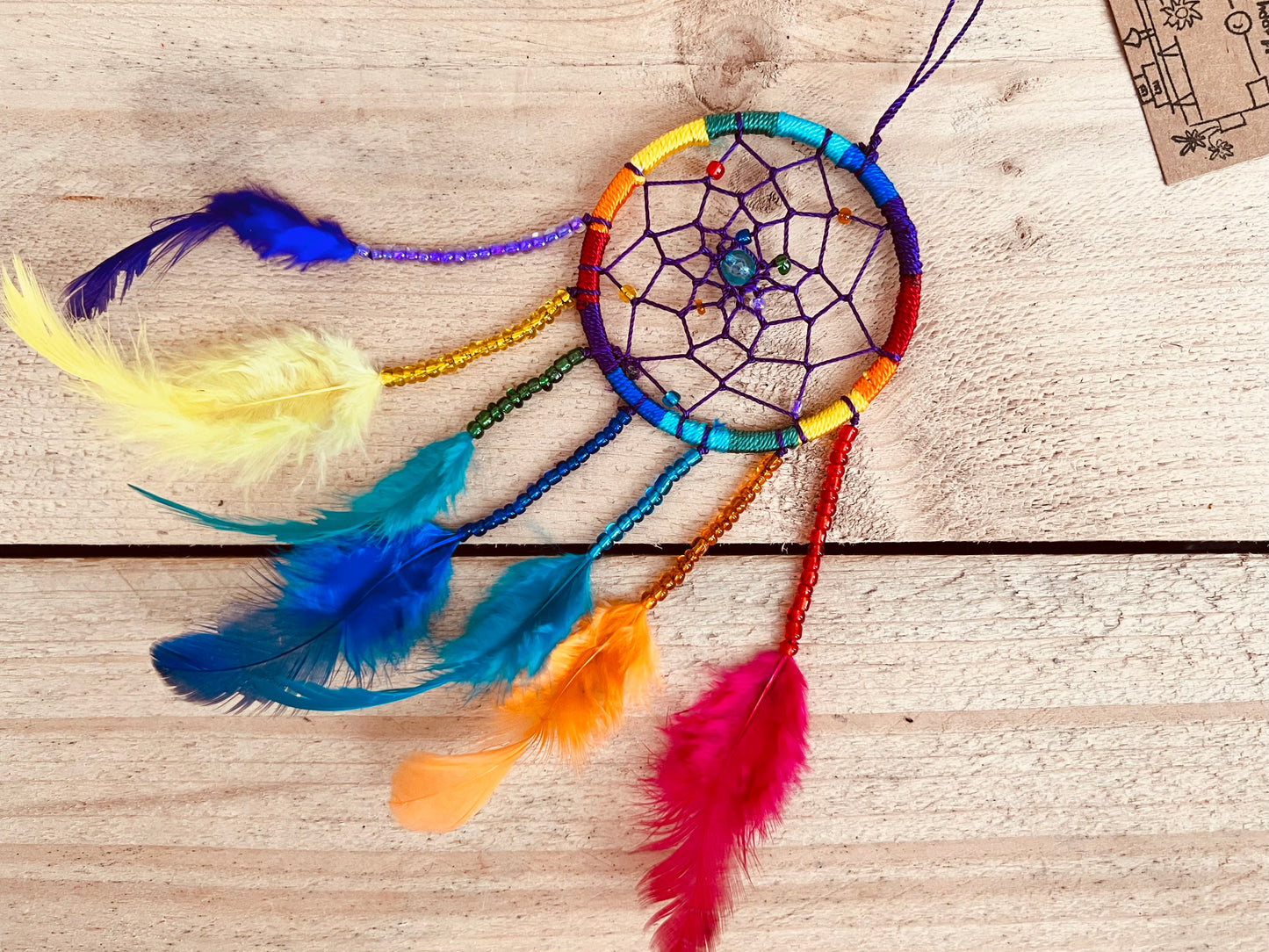 small rainbow multicoloured dreamcatcher