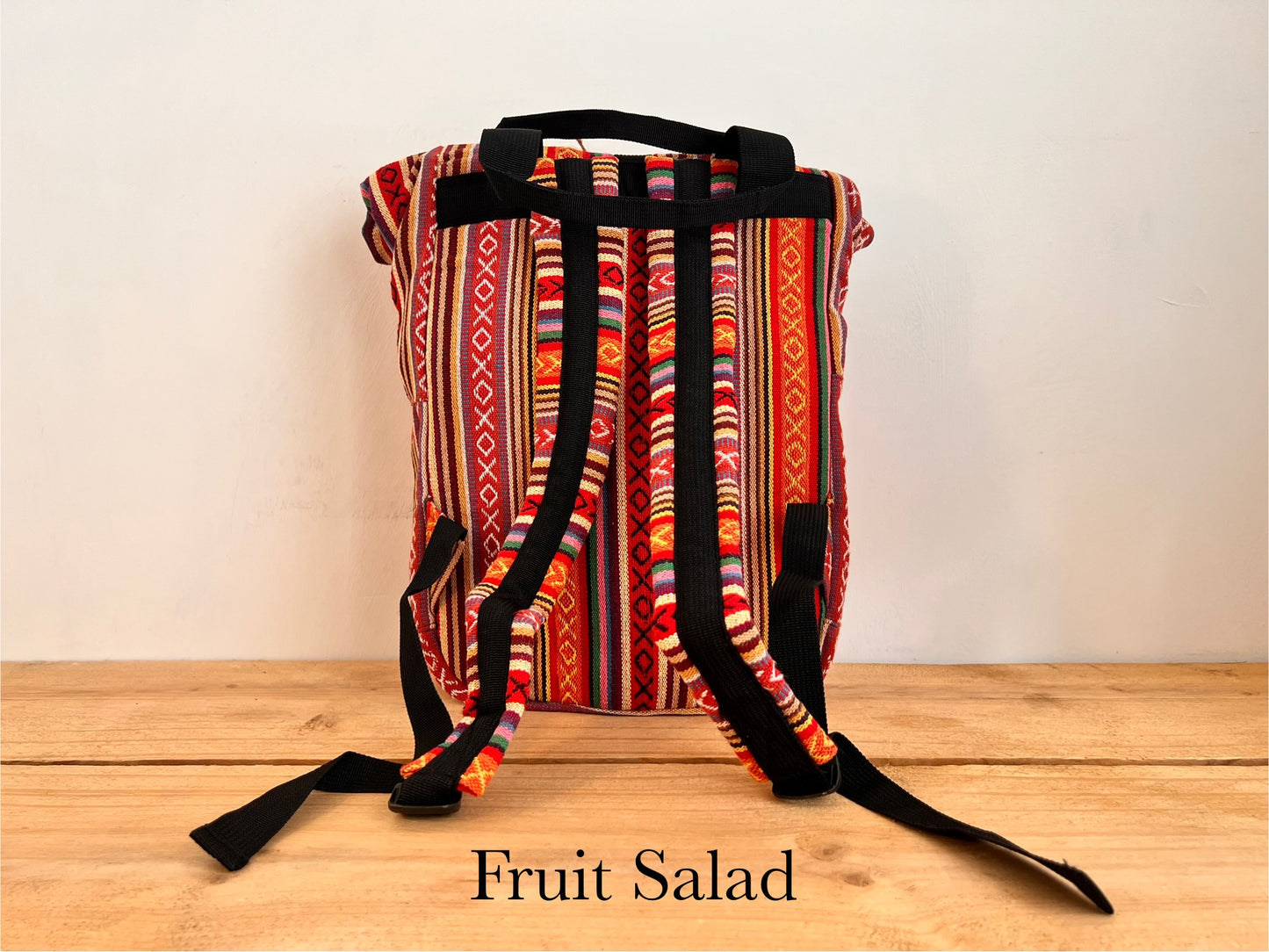Roll Top Boho Strip Backpack