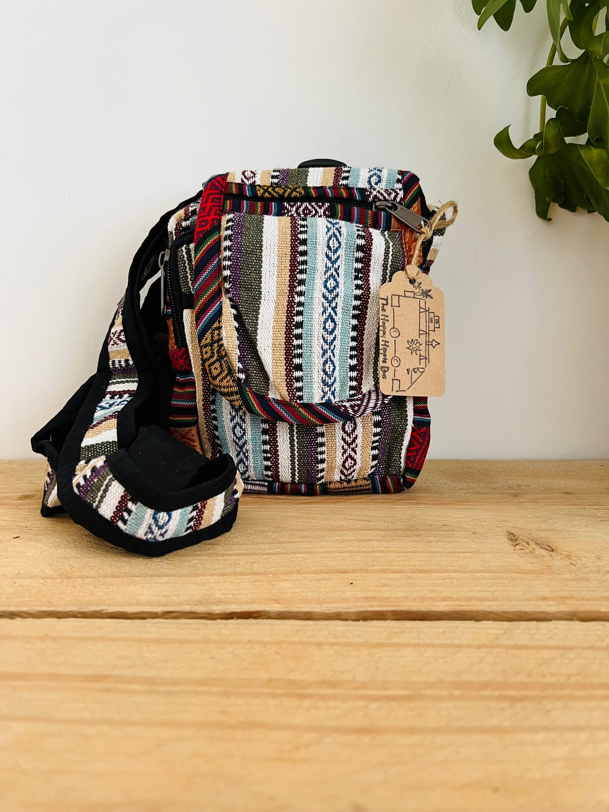 Handmade Fair Trade Ethically Sourced Cotton Hippie Bohemian Shoulder Passport Bag Holiday Travel Money Bag 